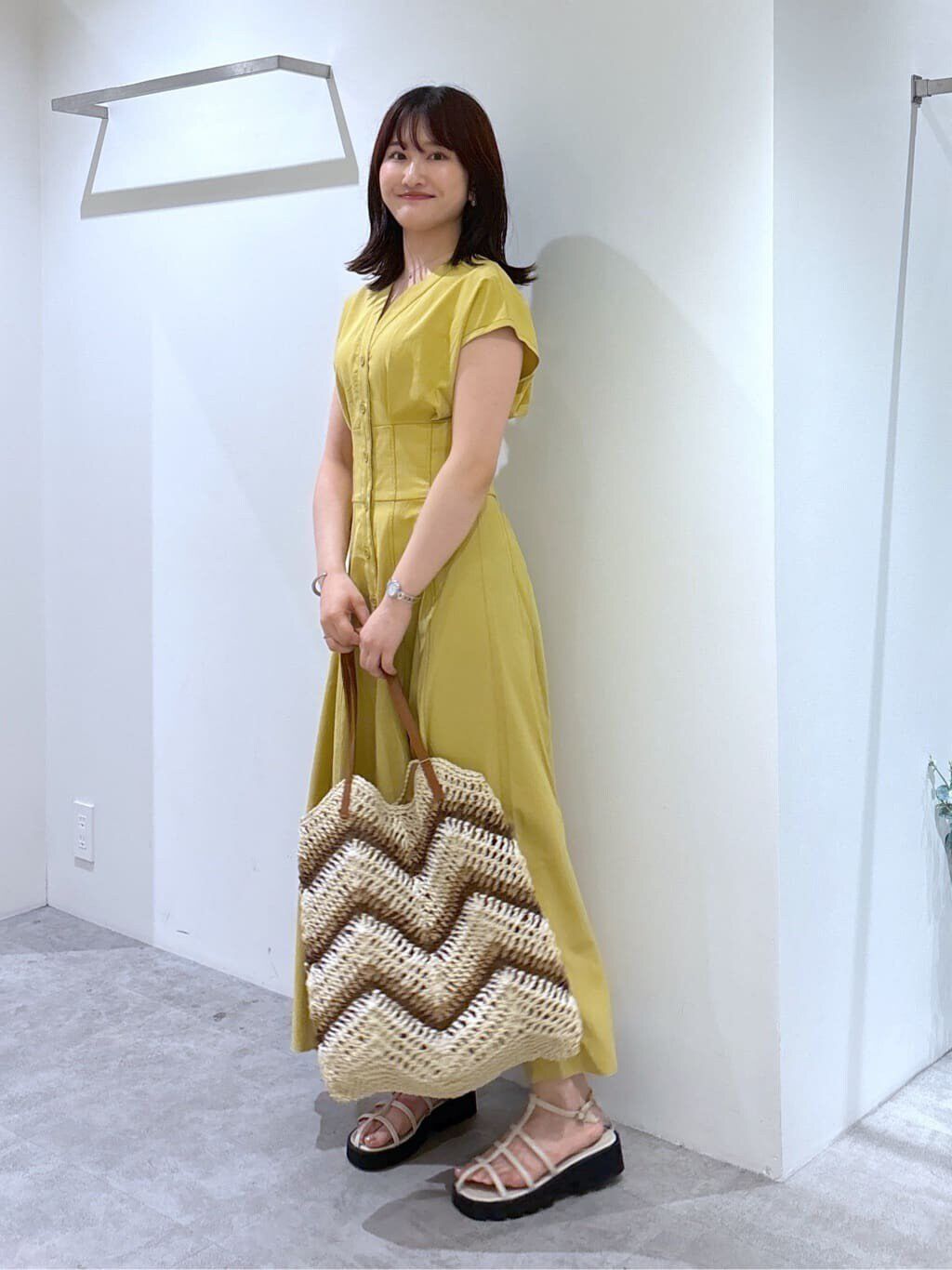  「ウエストシェイプ配色ステッチワンピース」|ワンピース|