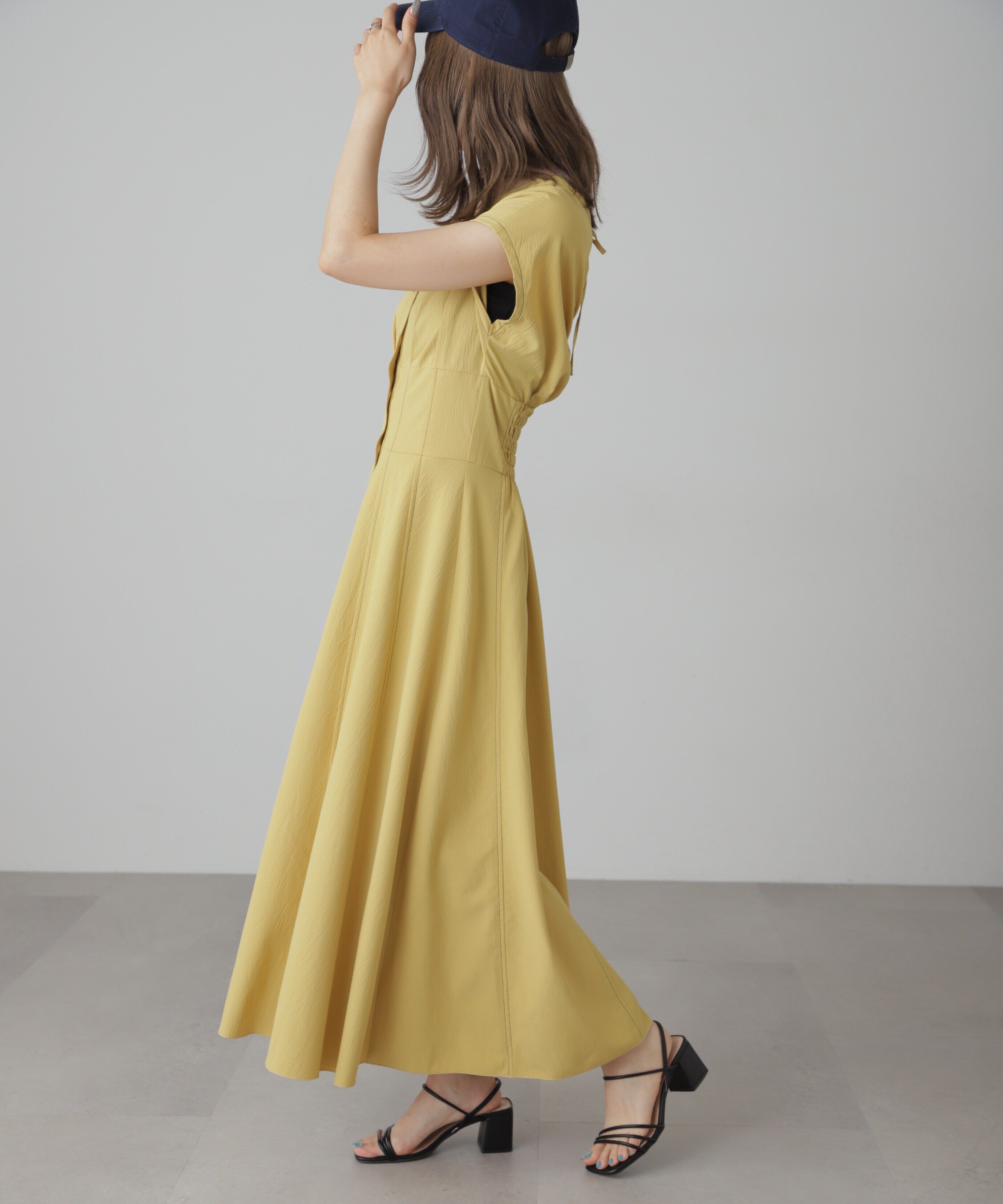  「ウエストシェイプ配色ステッチワンピース」|ワンピース|