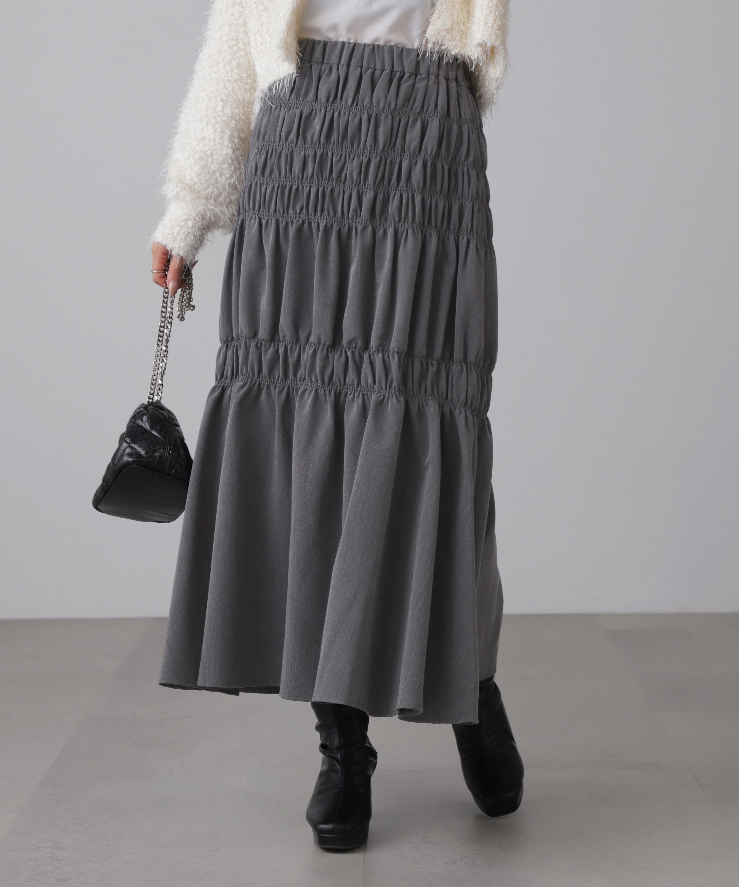  「[低身長サイズ/Sシリーズ]ランダムシャーリングスカート」|スカート|