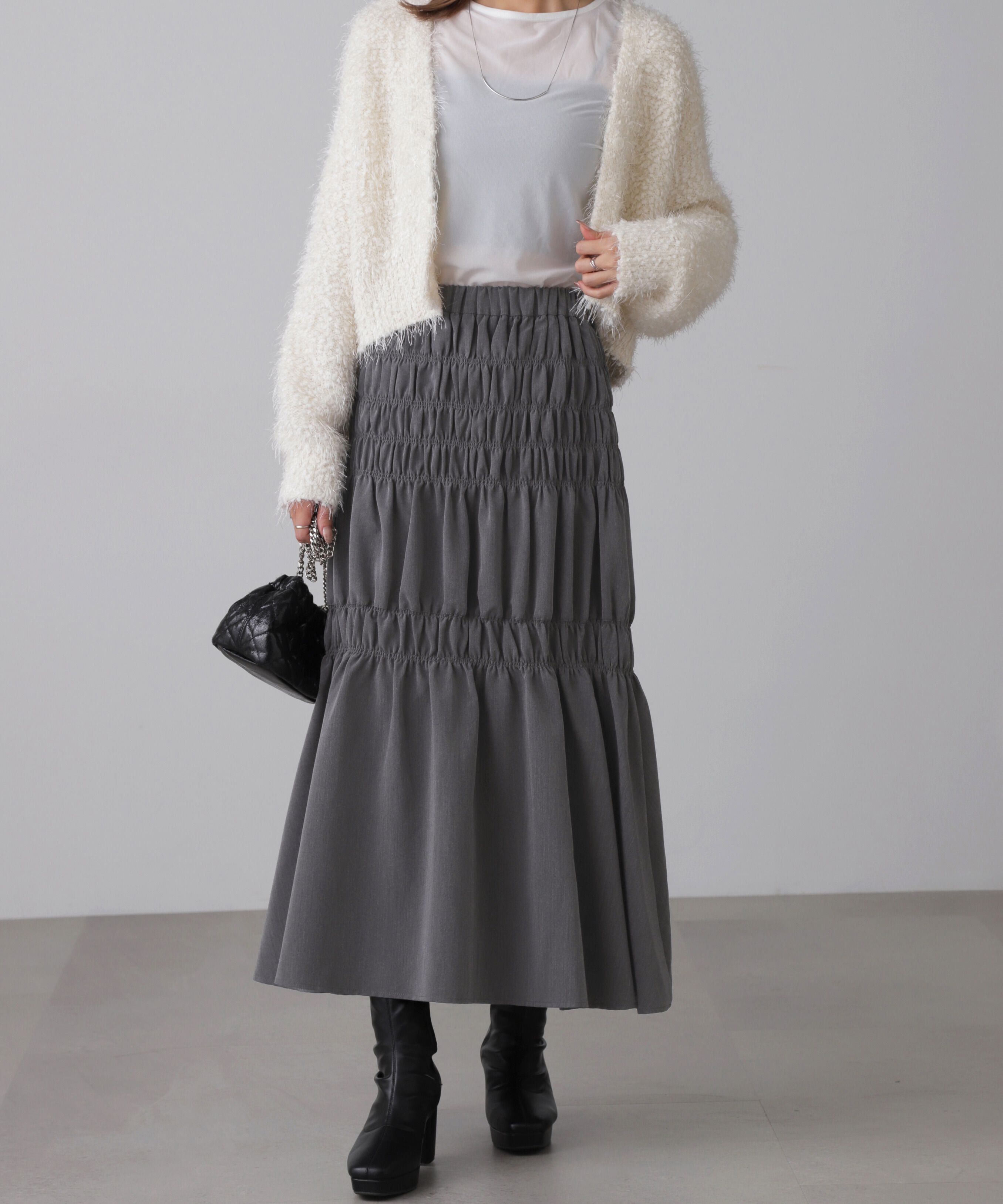  「[低身長サイズ/Sシリーズ]ランダムシャーリングスカート」|スカート|