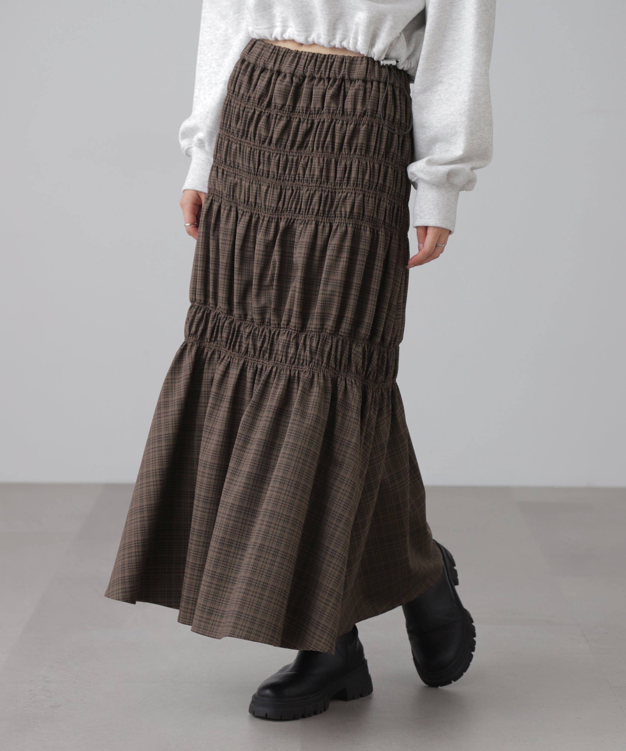  「[低身長サイズ/Sシリーズ]ランダムシャーリングスカート」|スカート|ブラウンベー 1