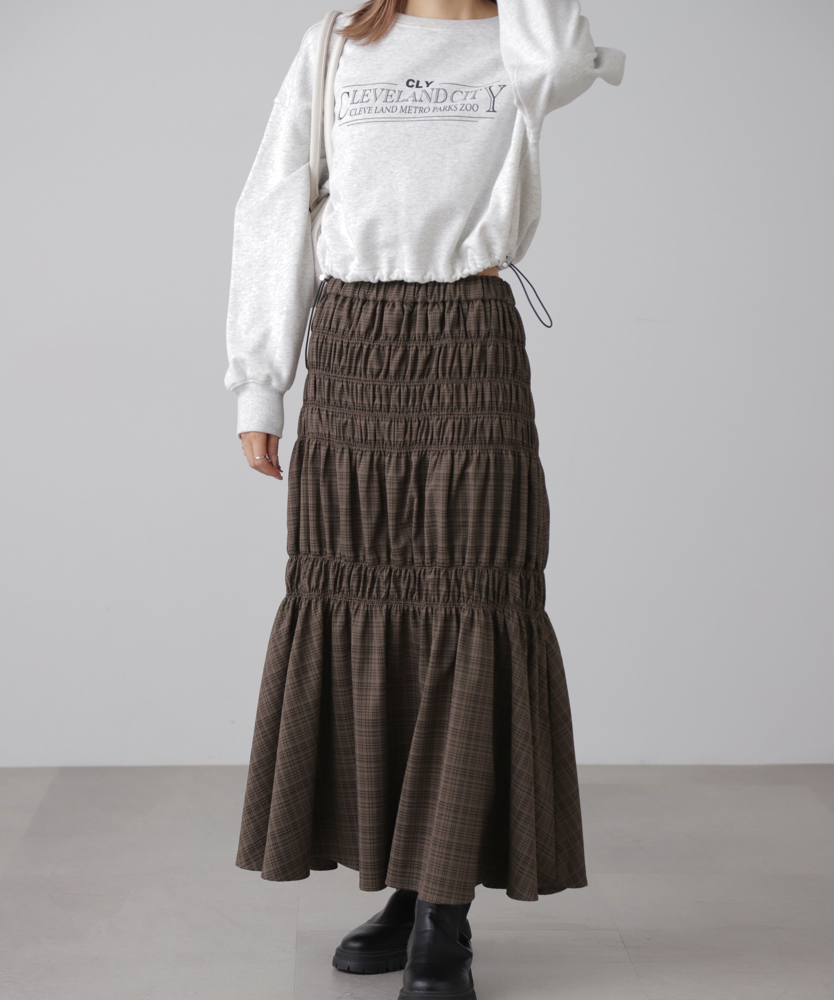  「[低身長サイズ/Sシリーズ]ランダムシャーリングスカート」|スカート|