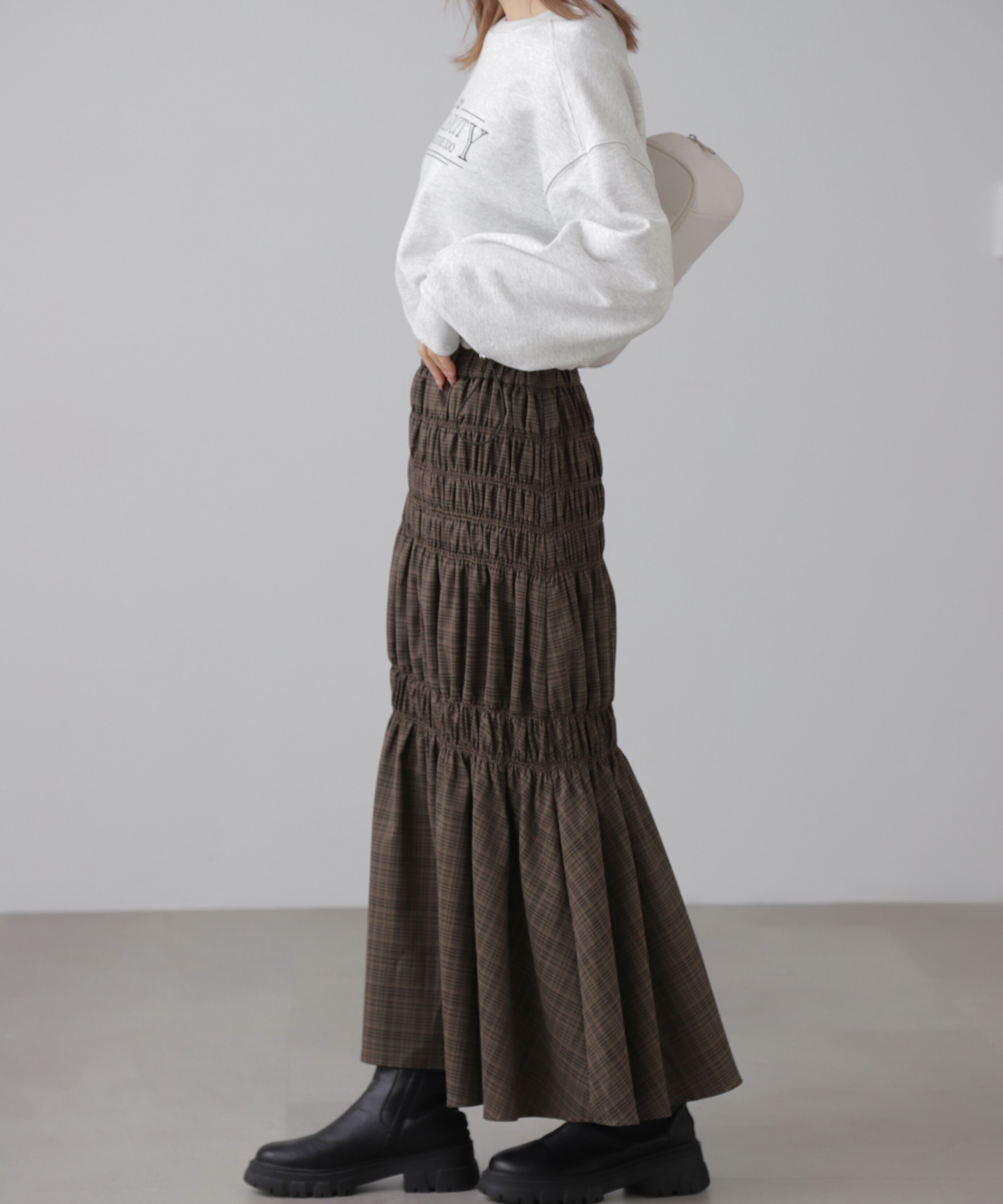  「[低身長サイズ/Sシリーズ]ランダムシャーリングスカート」|スカート|