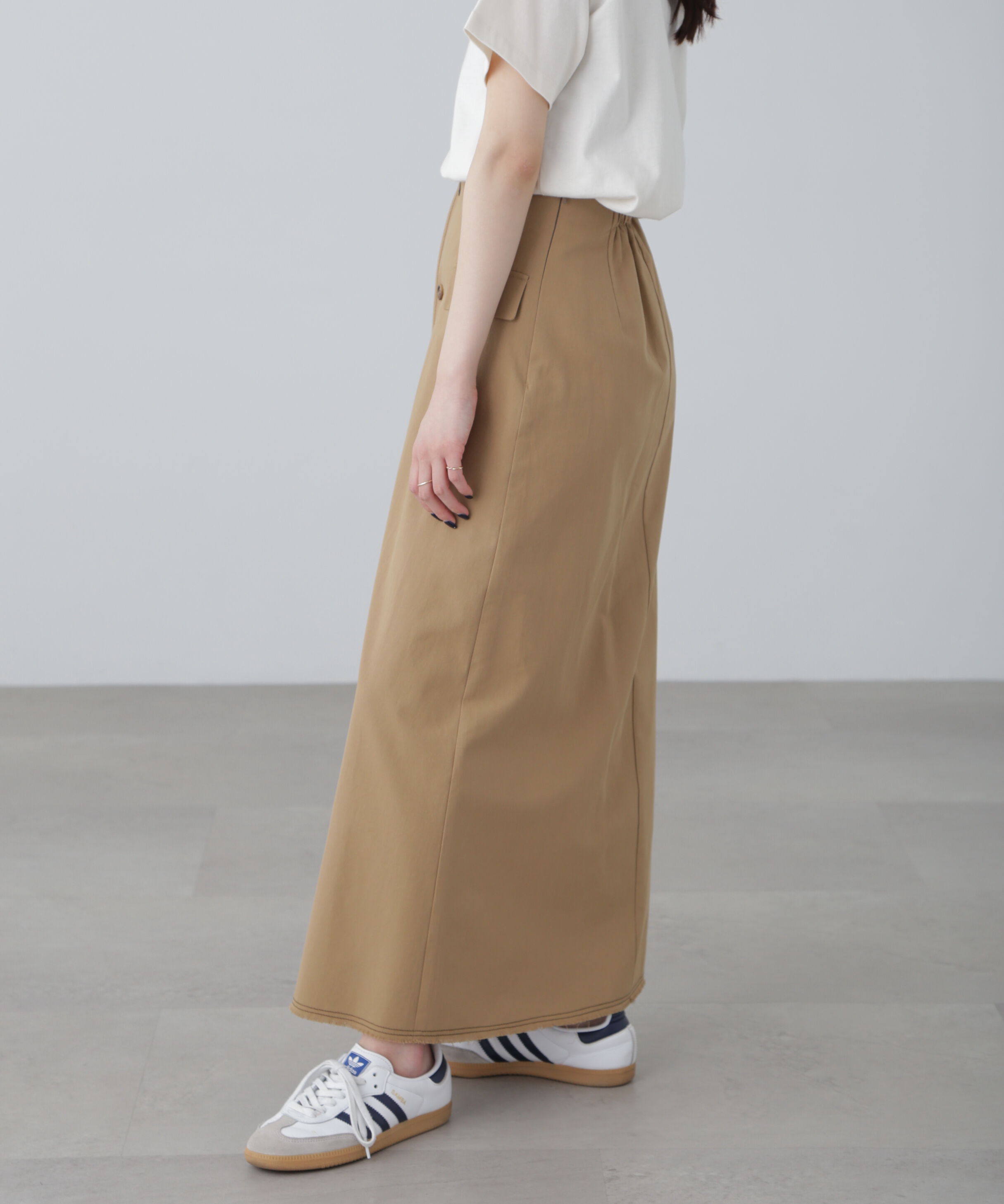  「〈セットアップ対応〉アクセントボタンフレアスカート」|スカート|