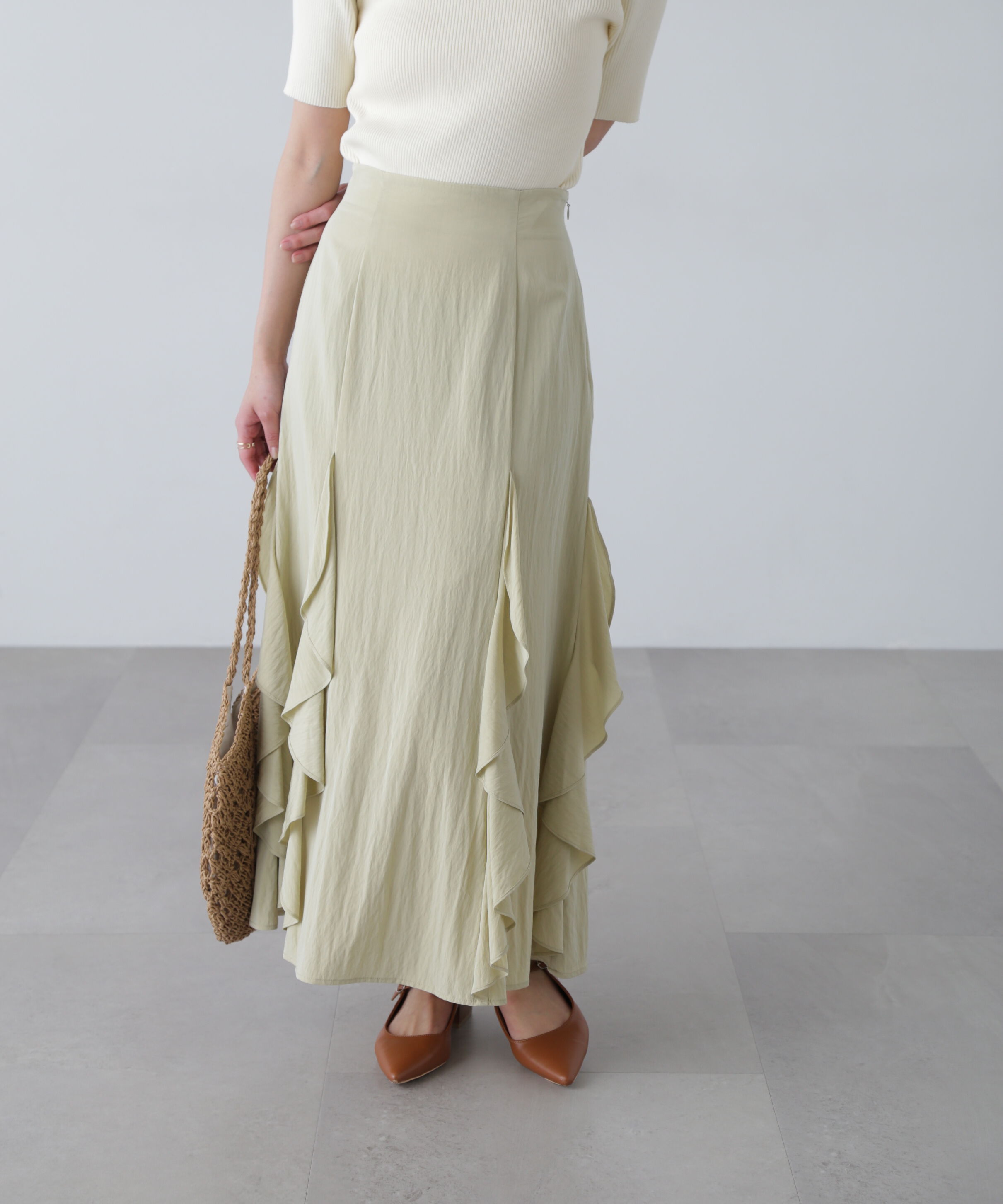  「パネルラッフルフリルマーメイドスカート」|スカート|