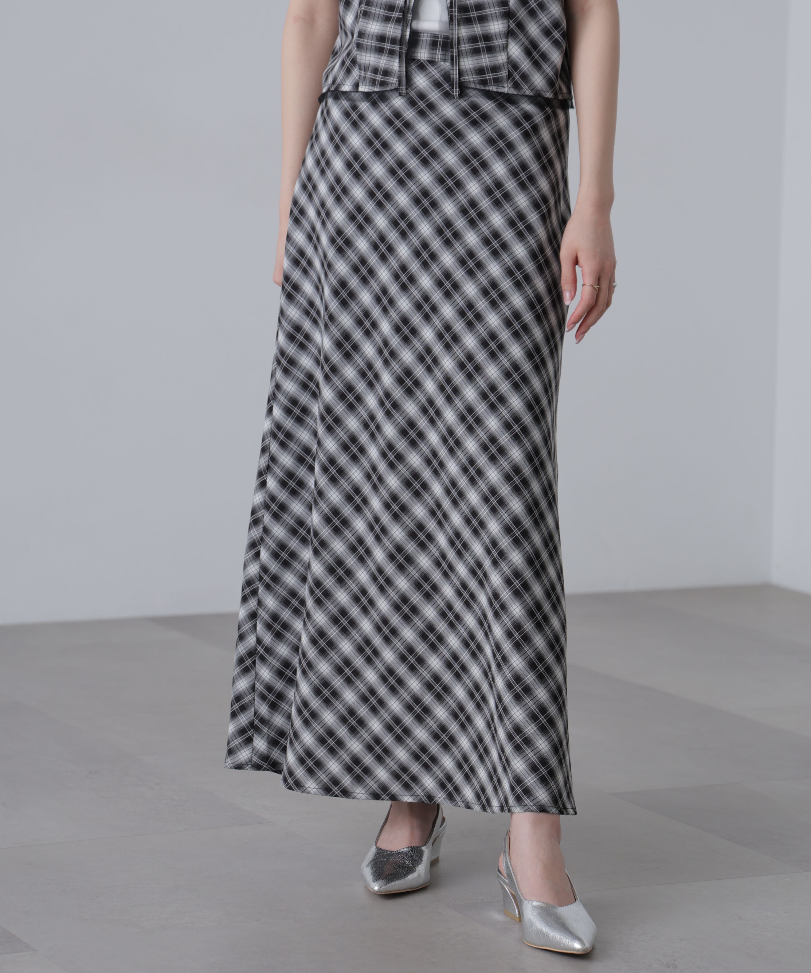  「〈セットアップ対応〉チェック柄バイアススカート」|スカート|