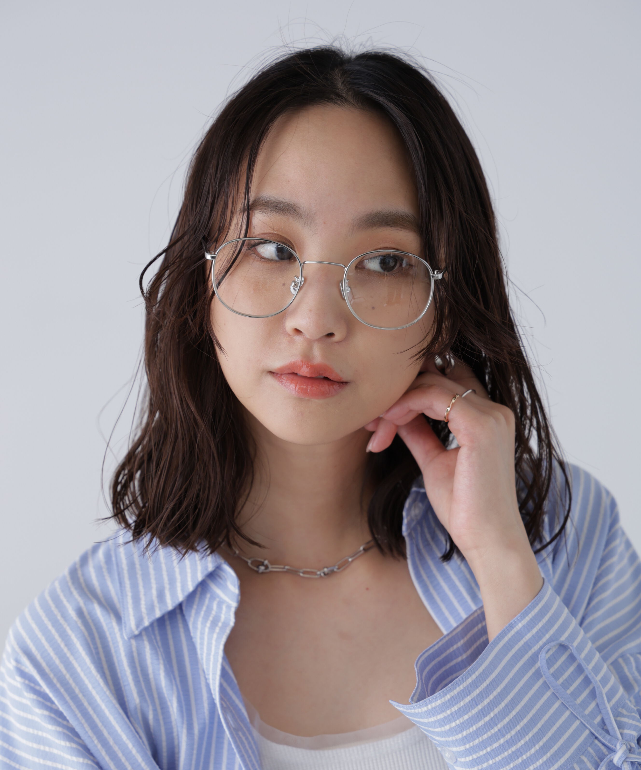  「メタルフレーム伊達メガネ」|ハンカチ|