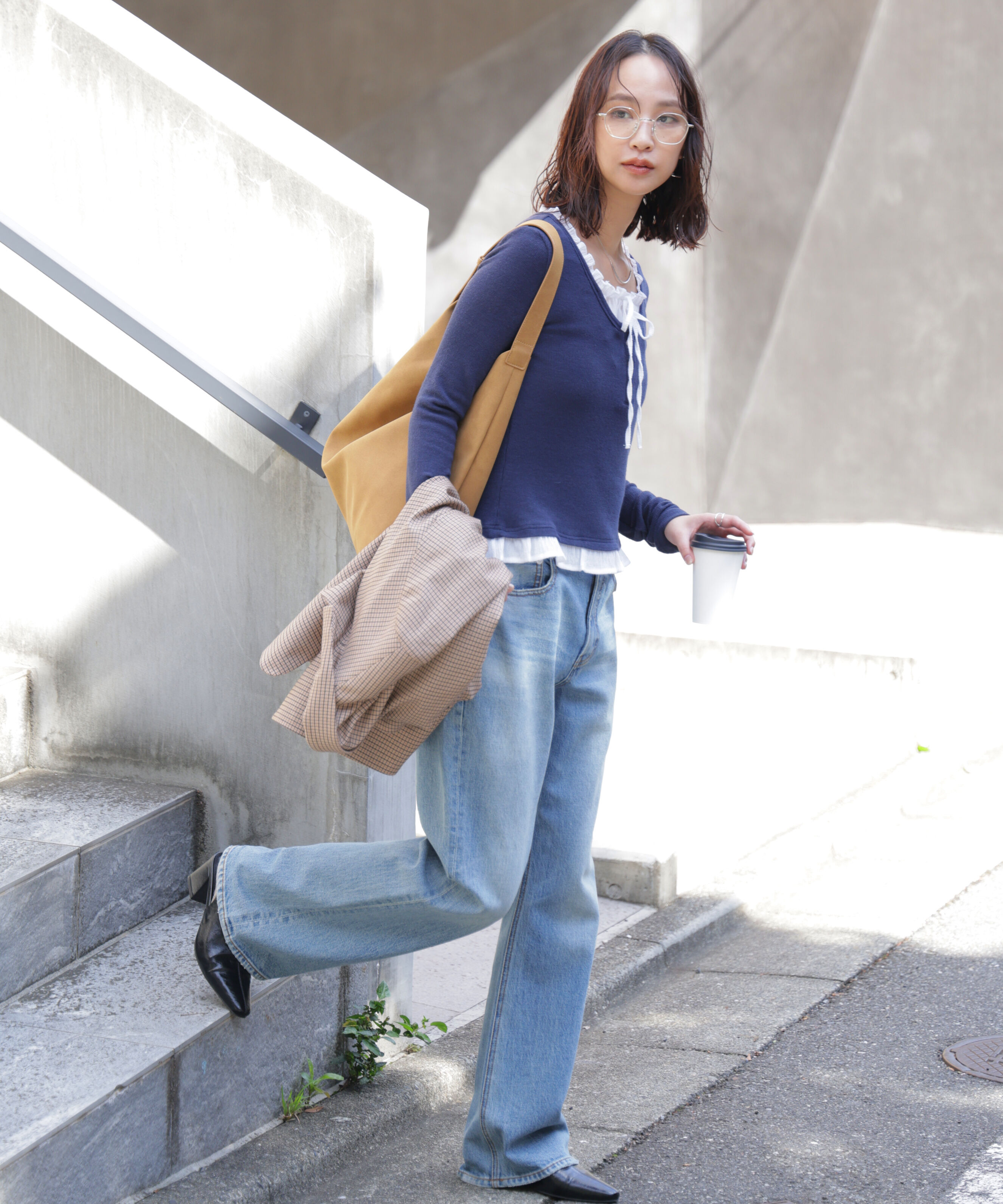  「レイヤード風フリルリボンカットソー」|Tシャツ・カットソー|