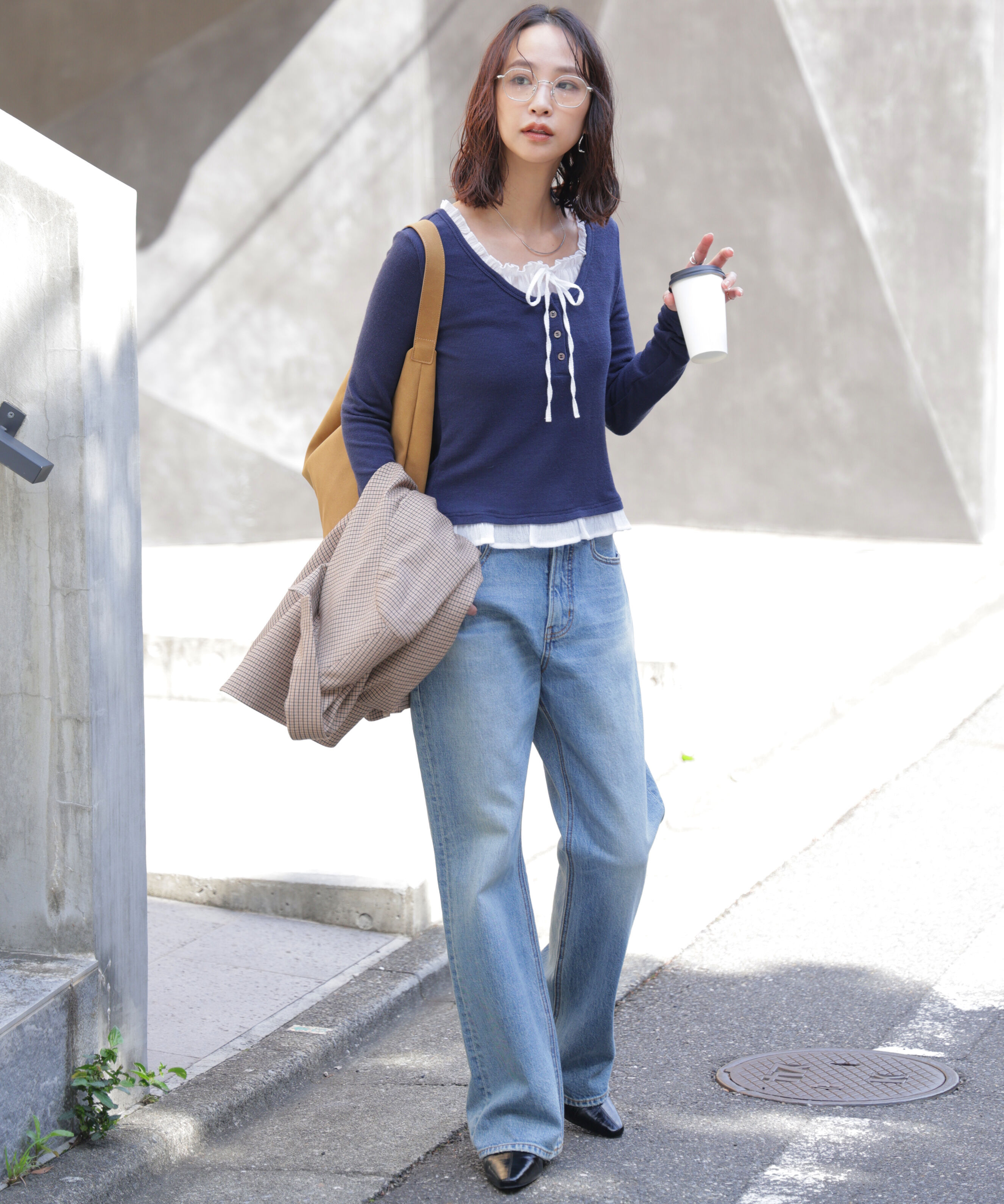  「レイヤード風フリルリボンカットソー」|Tシャツ・カットソー|