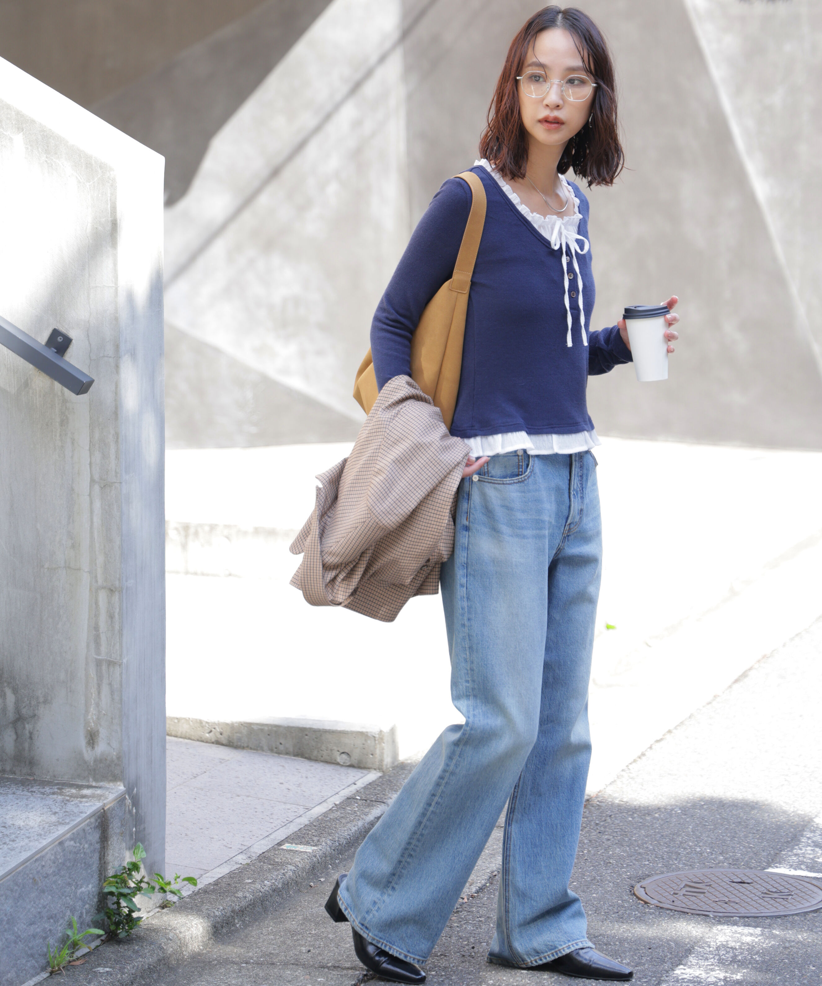  「レイヤード風フリルリボンカットソー」|Tシャツ・カットソー|