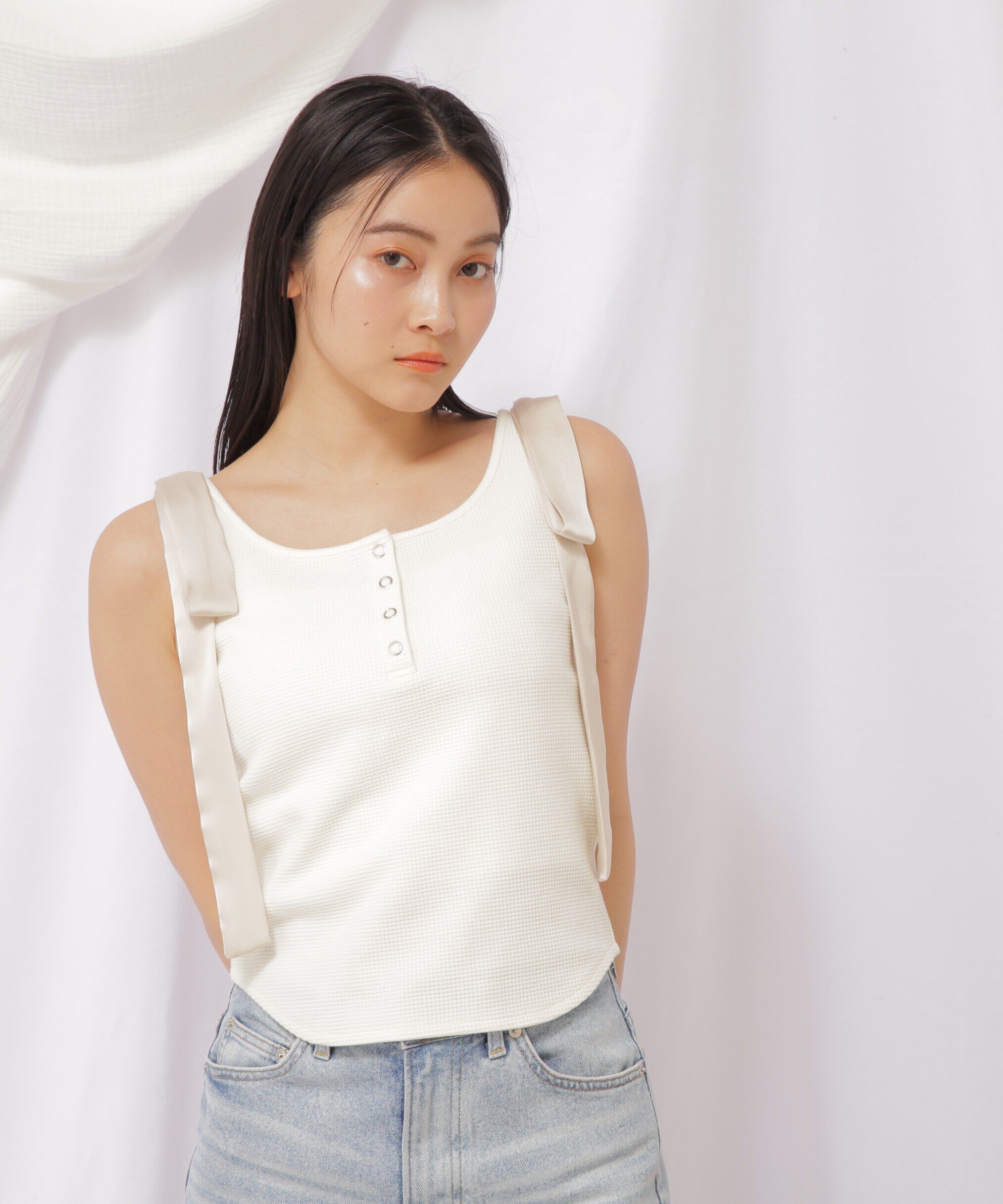  「リボンデザインヘンリータンク」|Tシャツ・カットソー|