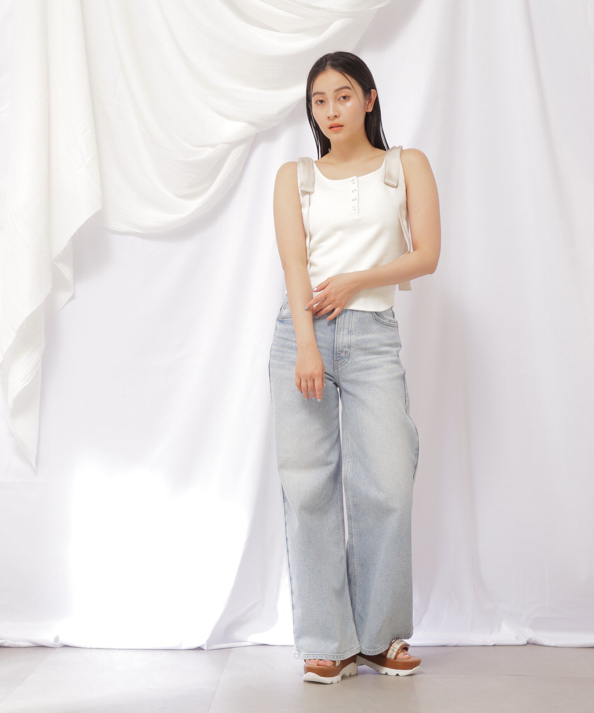  「リボンデザインヘンリータンク」|Tシャツ・カットソー|