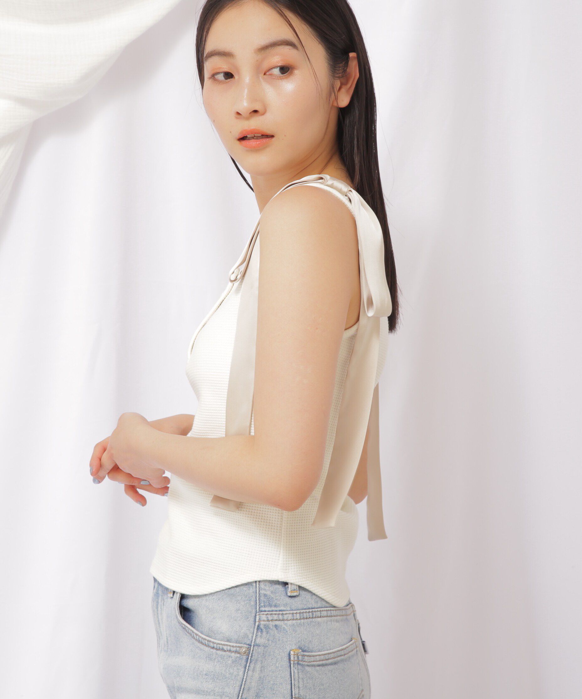  「リボンデザインヘンリータンク」|Tシャツ・カットソー|