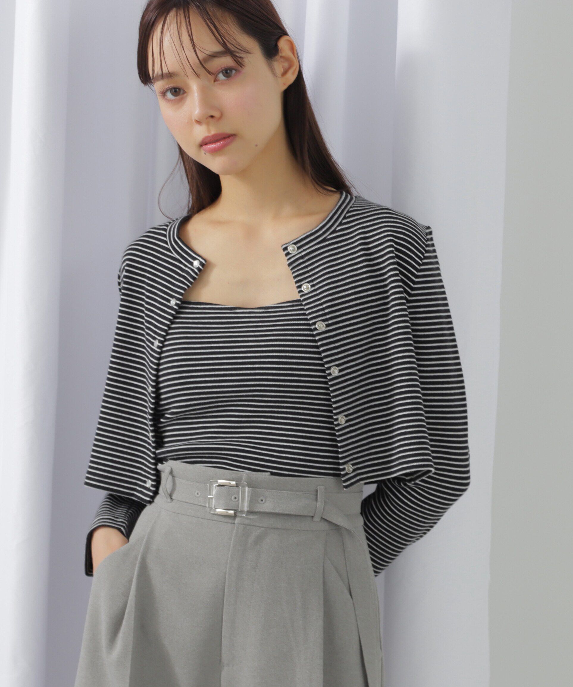  「《JILL by BASIC》リブカーディガン」|Tシャツ・カットソー|ボーダー1