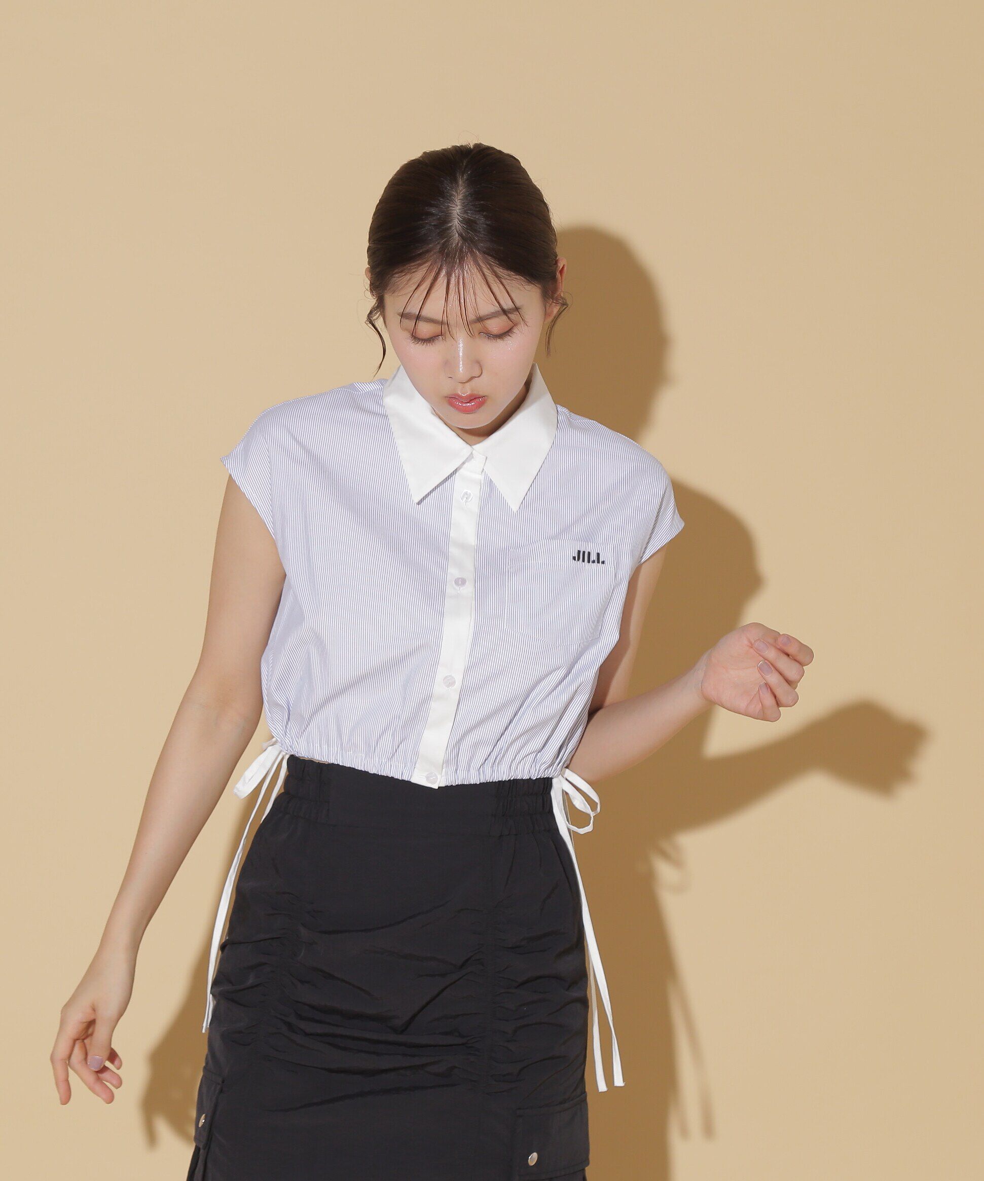  「ウエストリボンノースリーブシャツ」|シャツ・ブラウス|