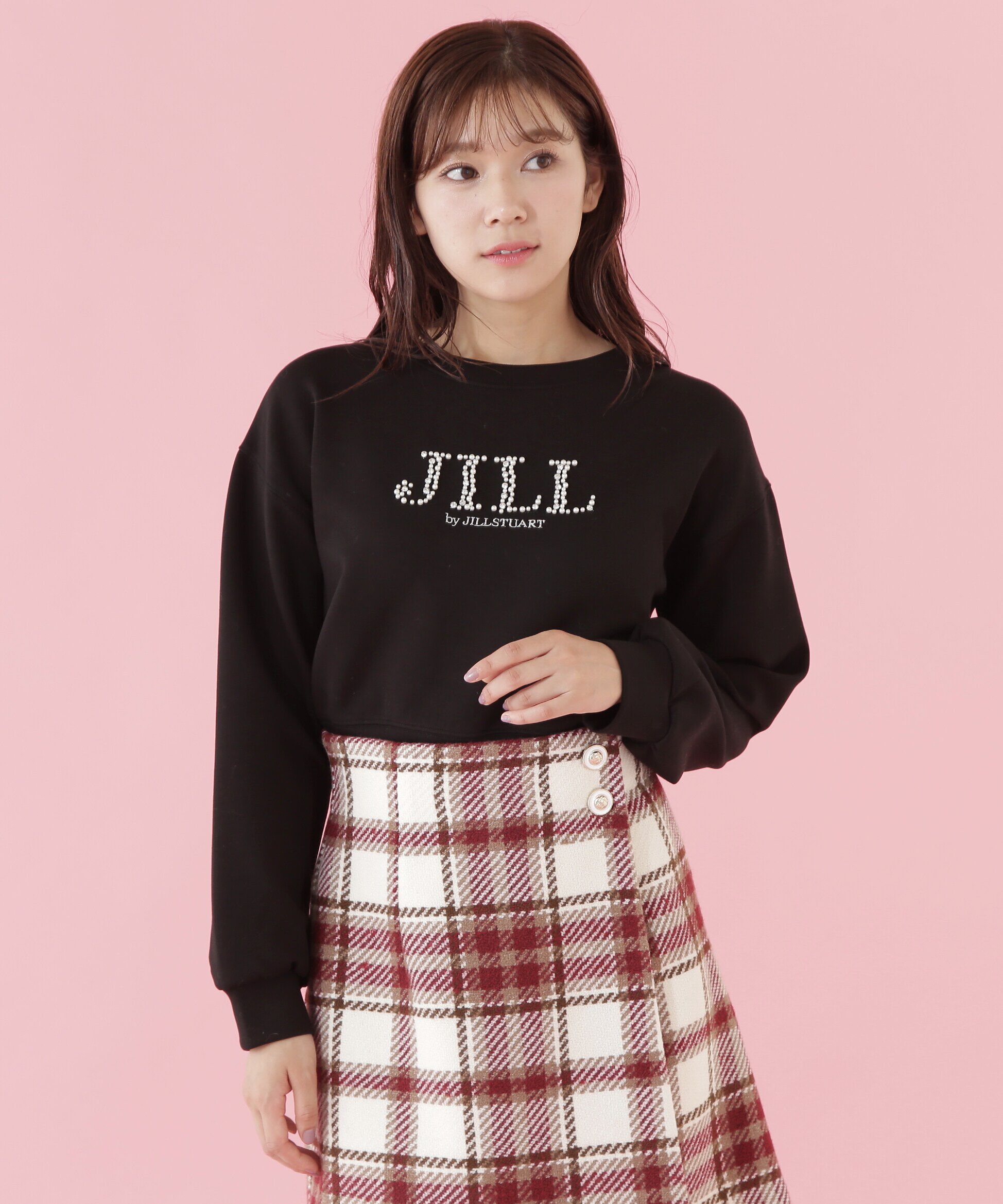  「ビジュー刺繍ロゴスウェット」|Tシャツ・カットソー|ブラック