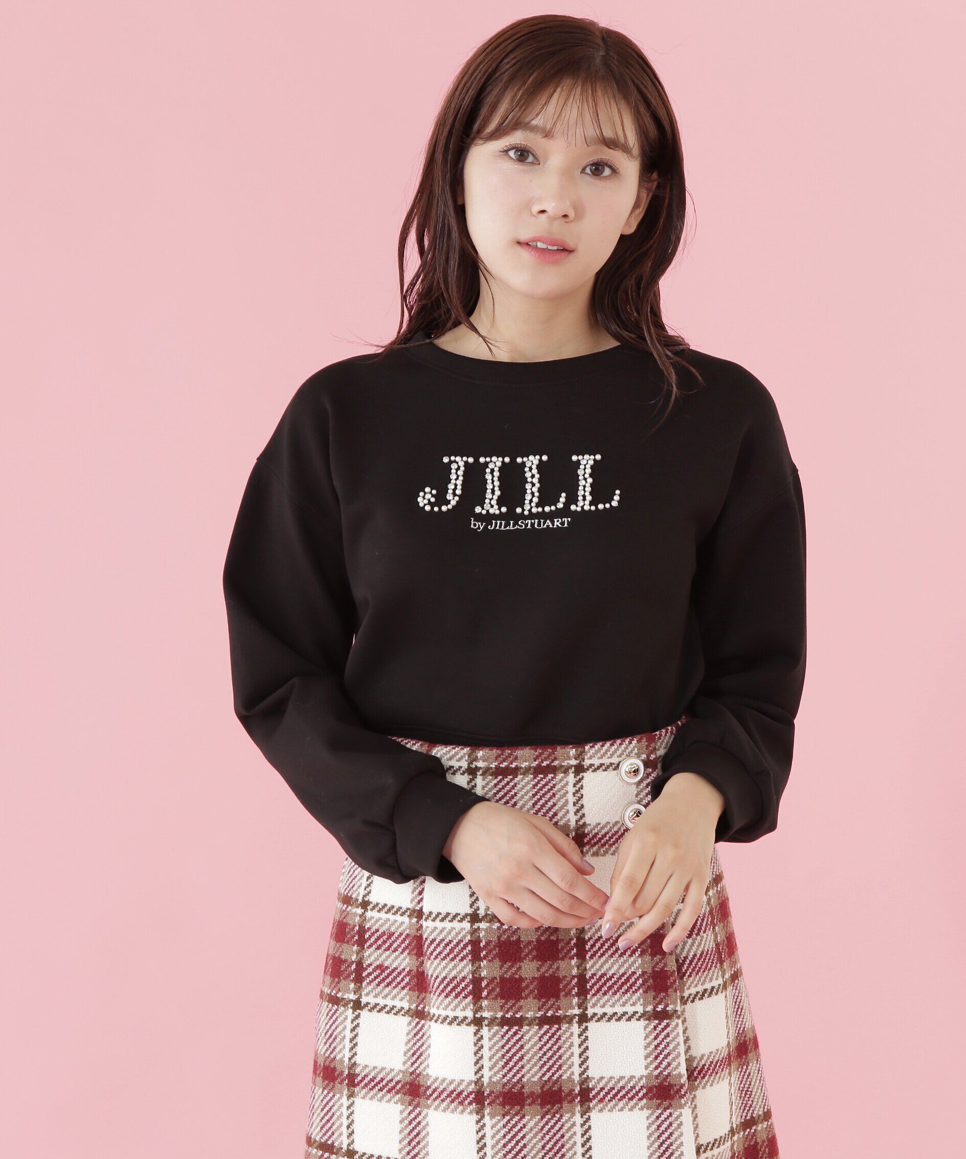  「ビジュー刺繍ロゴスウェット」|Tシャツ・カットソー|