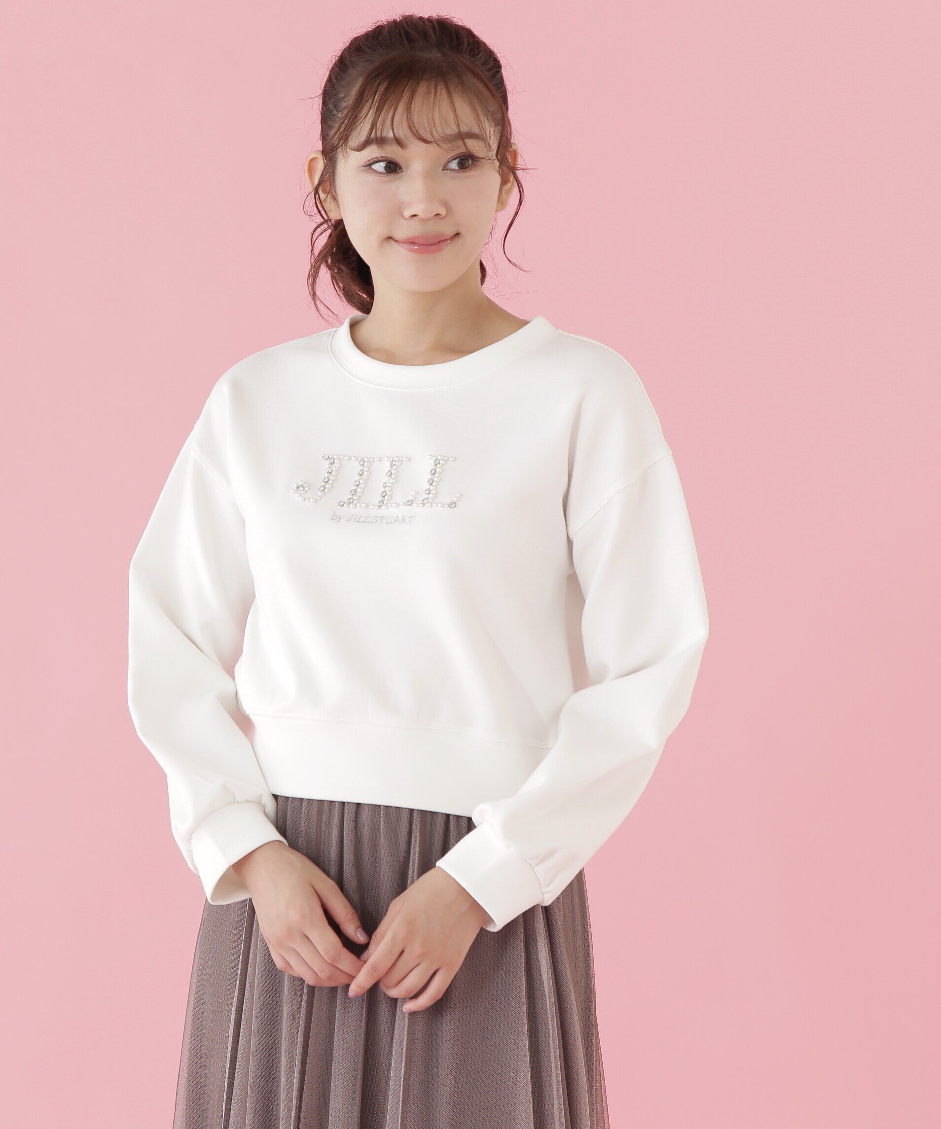  「ビジュー刺繍ロゴスウェット」|Tシャツ・カットソー|