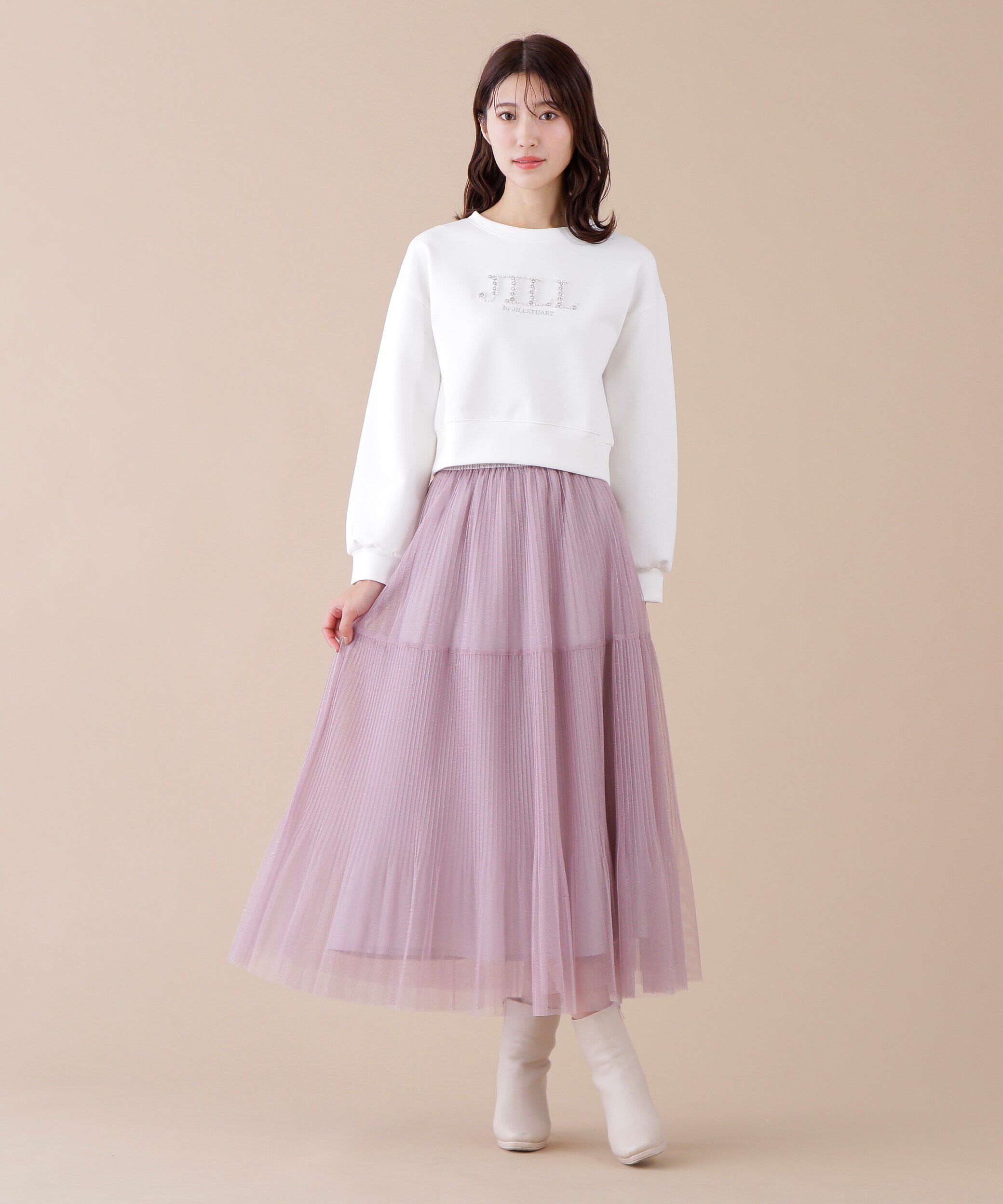  「ビジュー刺繍ロゴスウェット」|Tシャツ・カットソー|