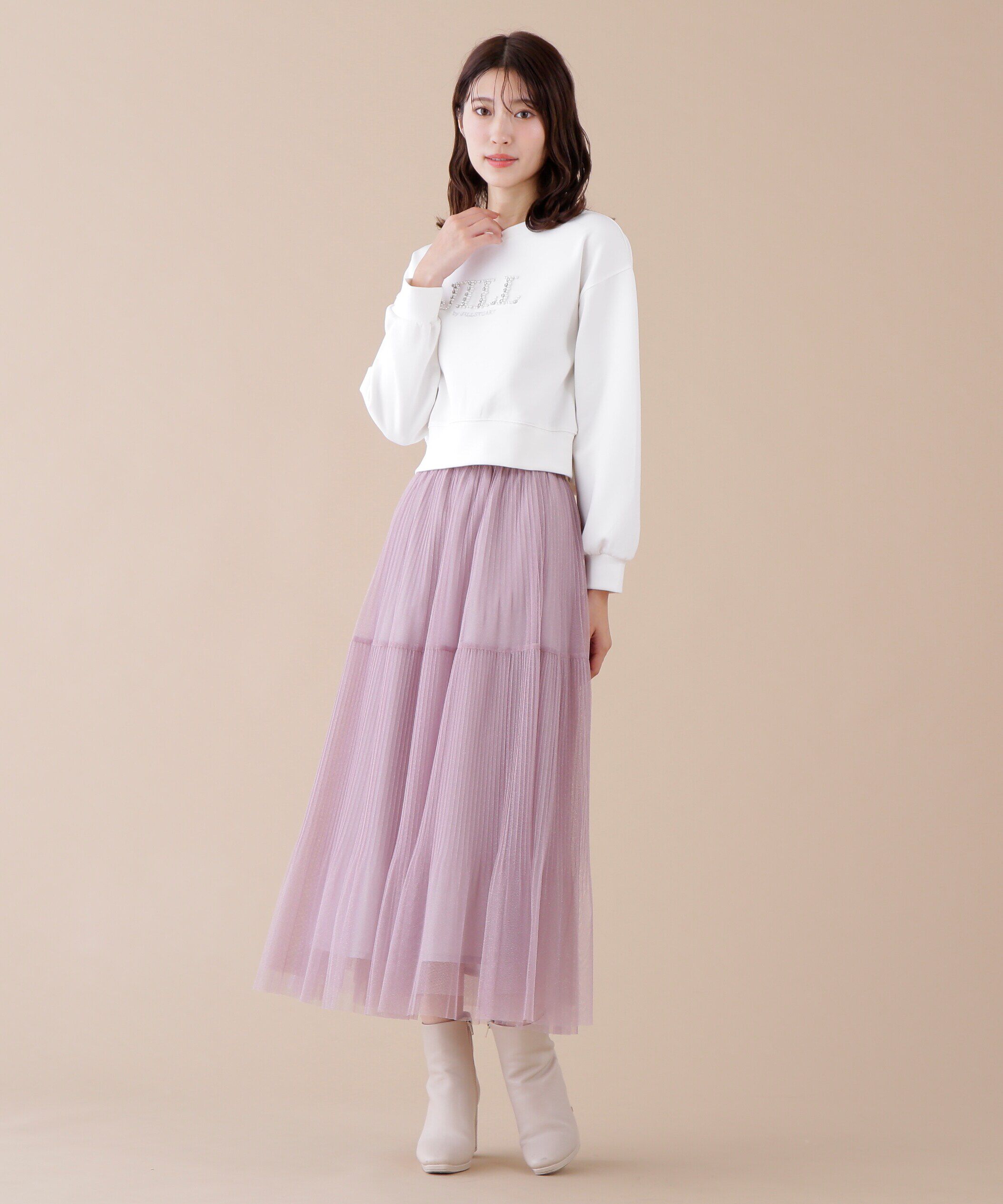  「ビジュー刺繍ロゴスウェット」|Tシャツ・カットソー|