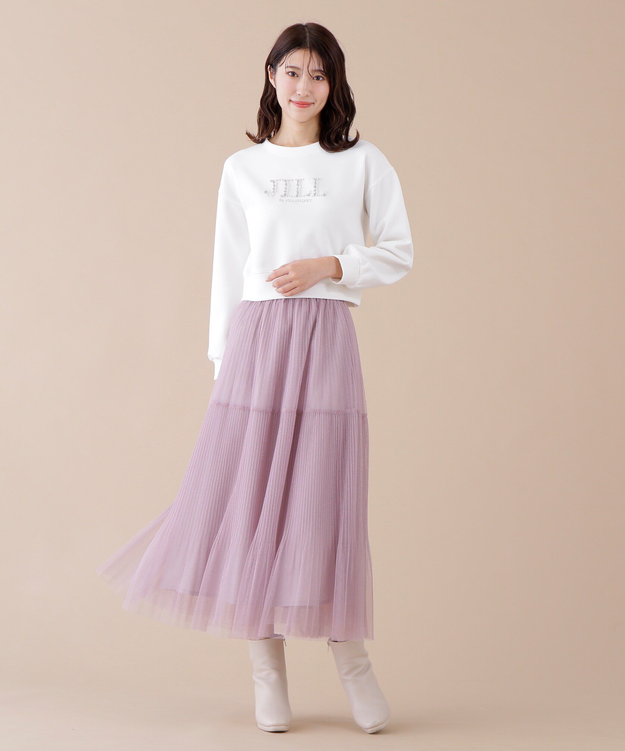  「ビジュー刺繍ロゴスウェット」|Tシャツ・カットソー|