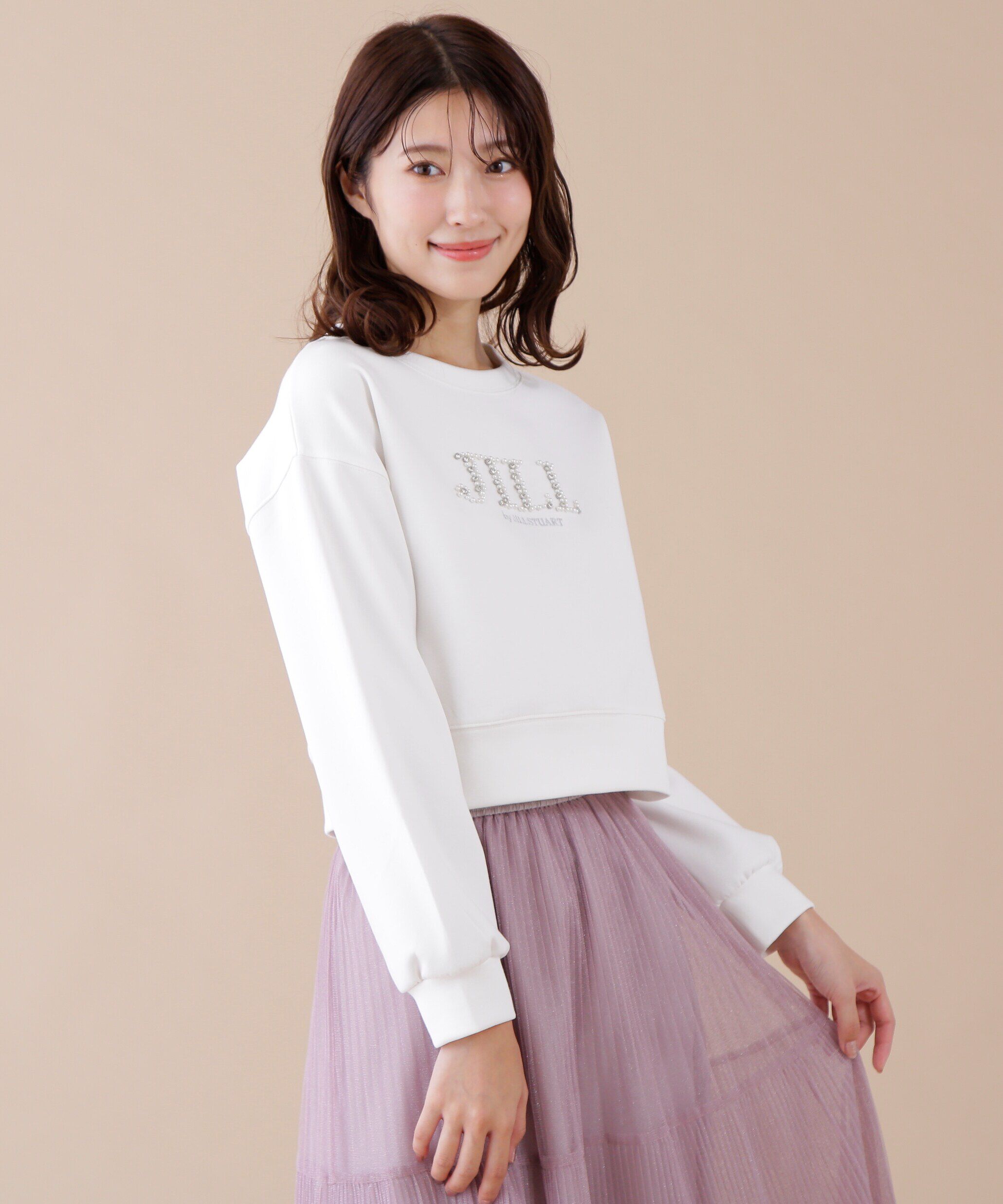  「ビジュー刺繍ロゴスウェット」|Tシャツ・カットソー|
