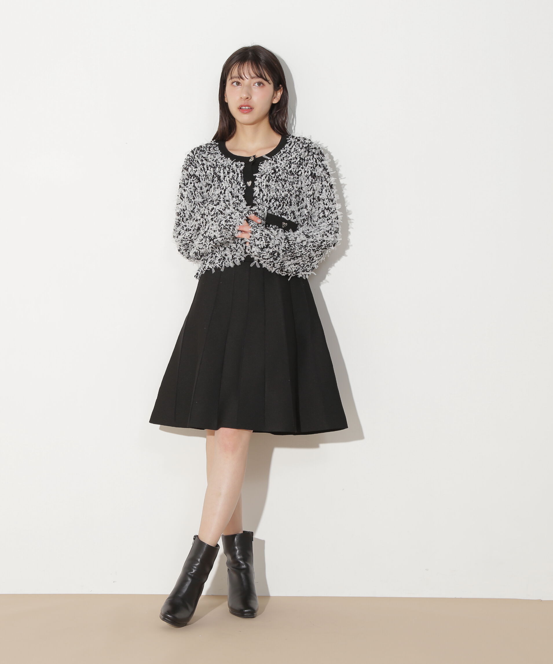  「リボンヤーンミニワンピースセットアップ」|ワンピース|