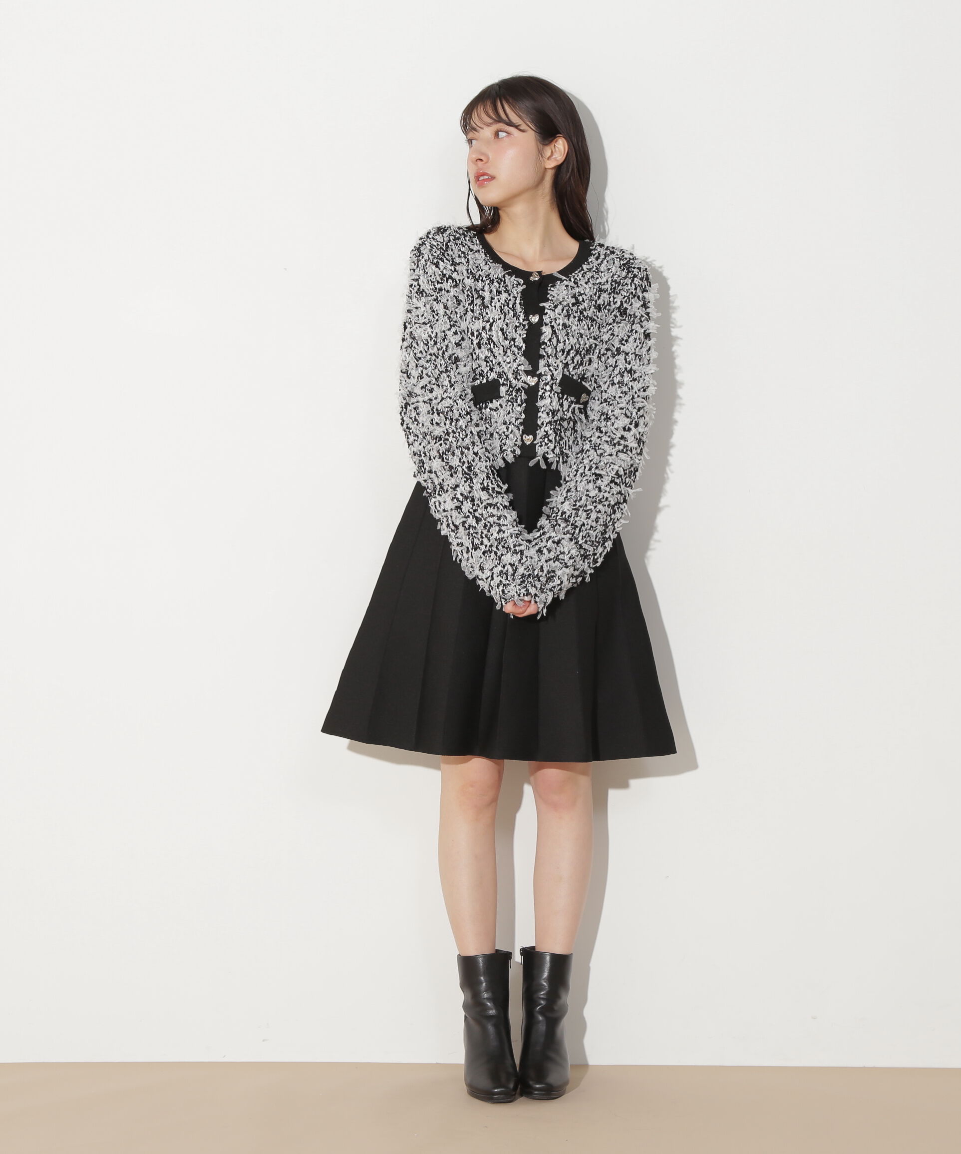  「リボンヤーンミニワンピースセットアップ」|ワンピース|