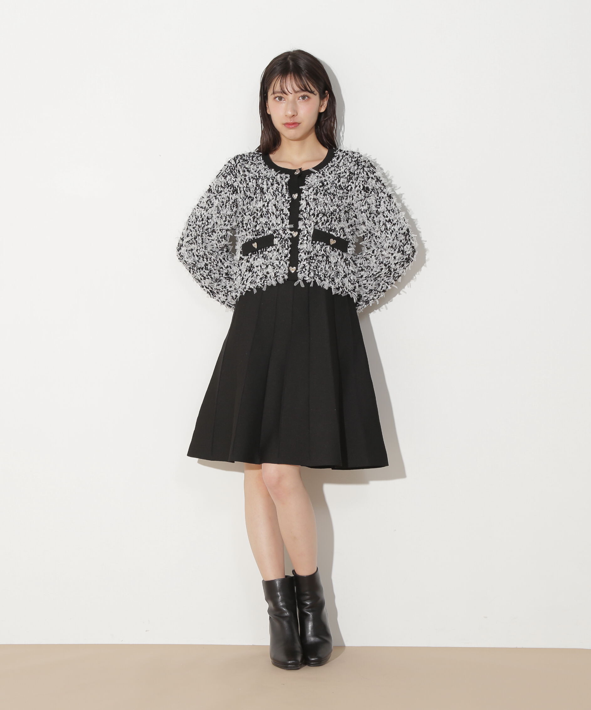  「リボンヤーンミニワンピースセットアップ」|ワンピース|