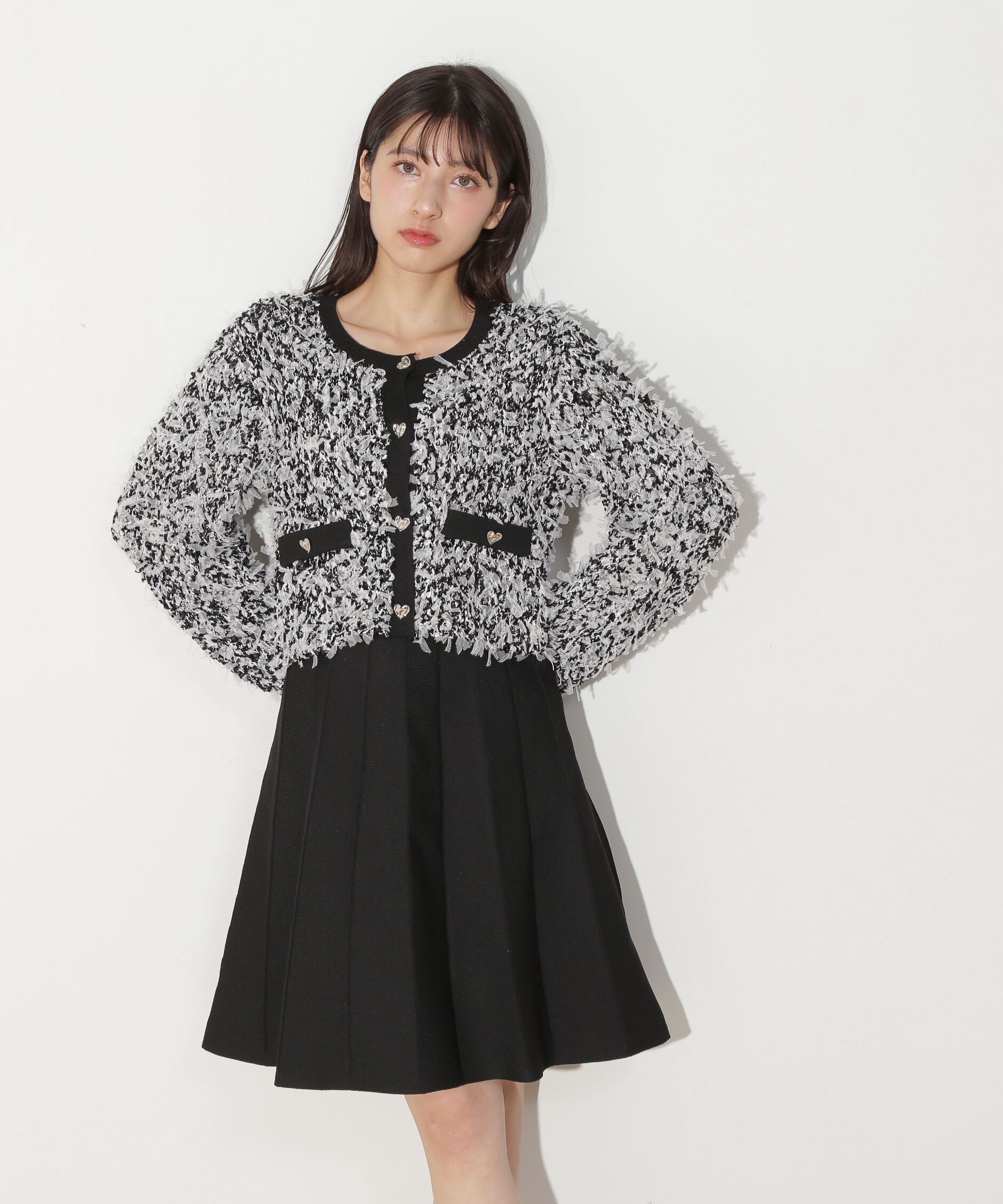  「リボンヤーンミニワンピースセットアップ」|ワンピース|