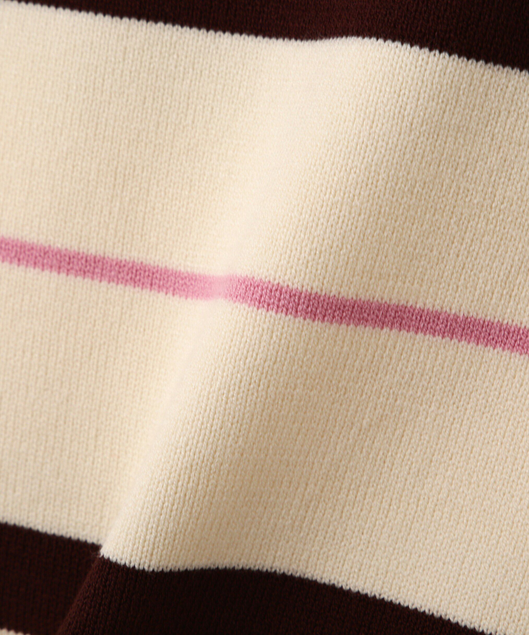  「バイカラーポロシャツ五分袖ニット」|ニット・セーター|