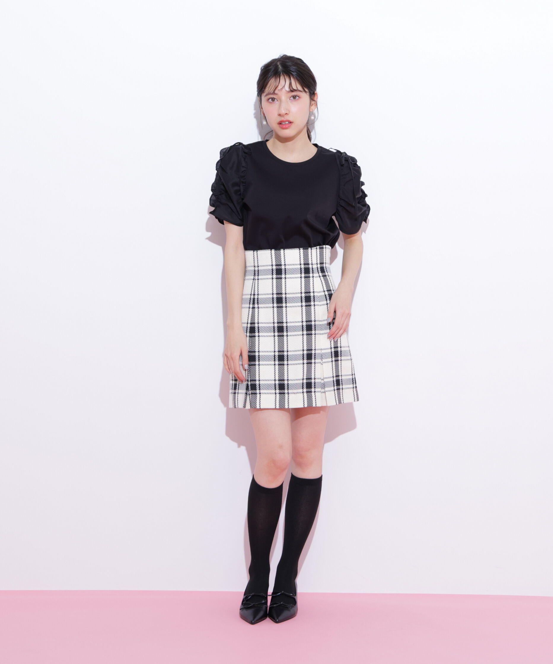  「袖ボリュームリボンTシャツ」|Tシャツ・カットソー|