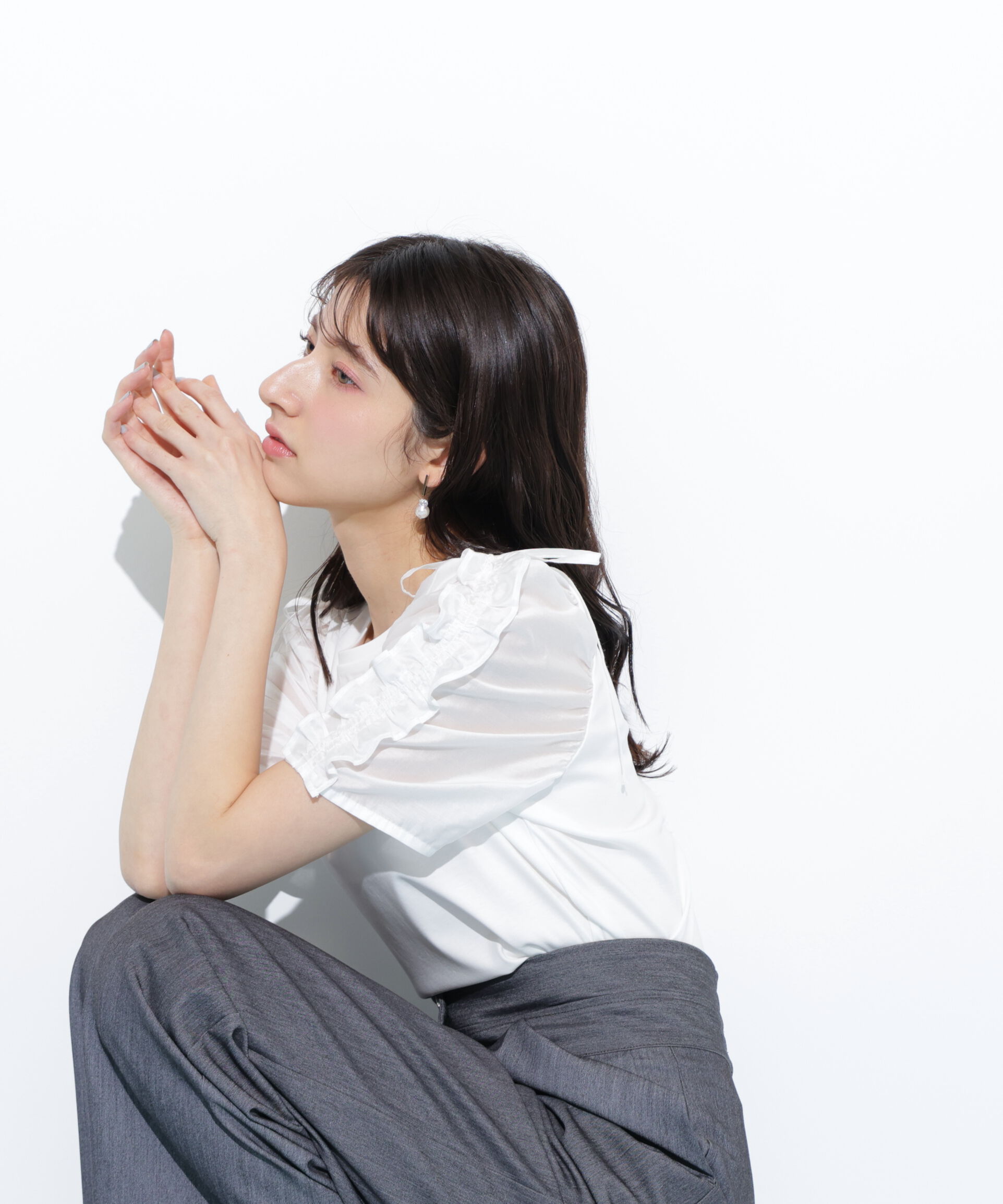  「袖ボリュームリボンTシャツ」|Tシャツ・カットソー|