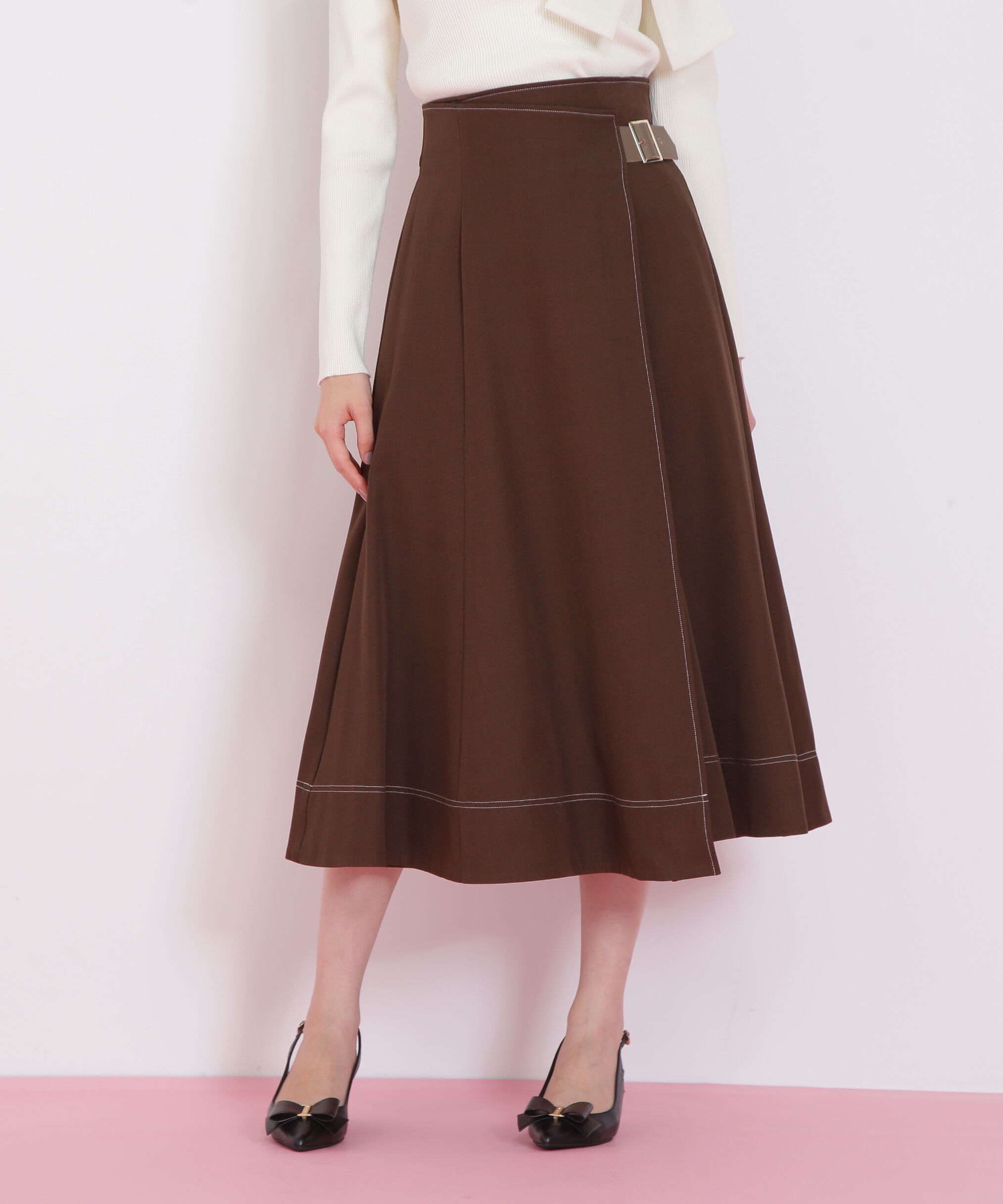  「ラップフレアステッチスカート」|スカート|