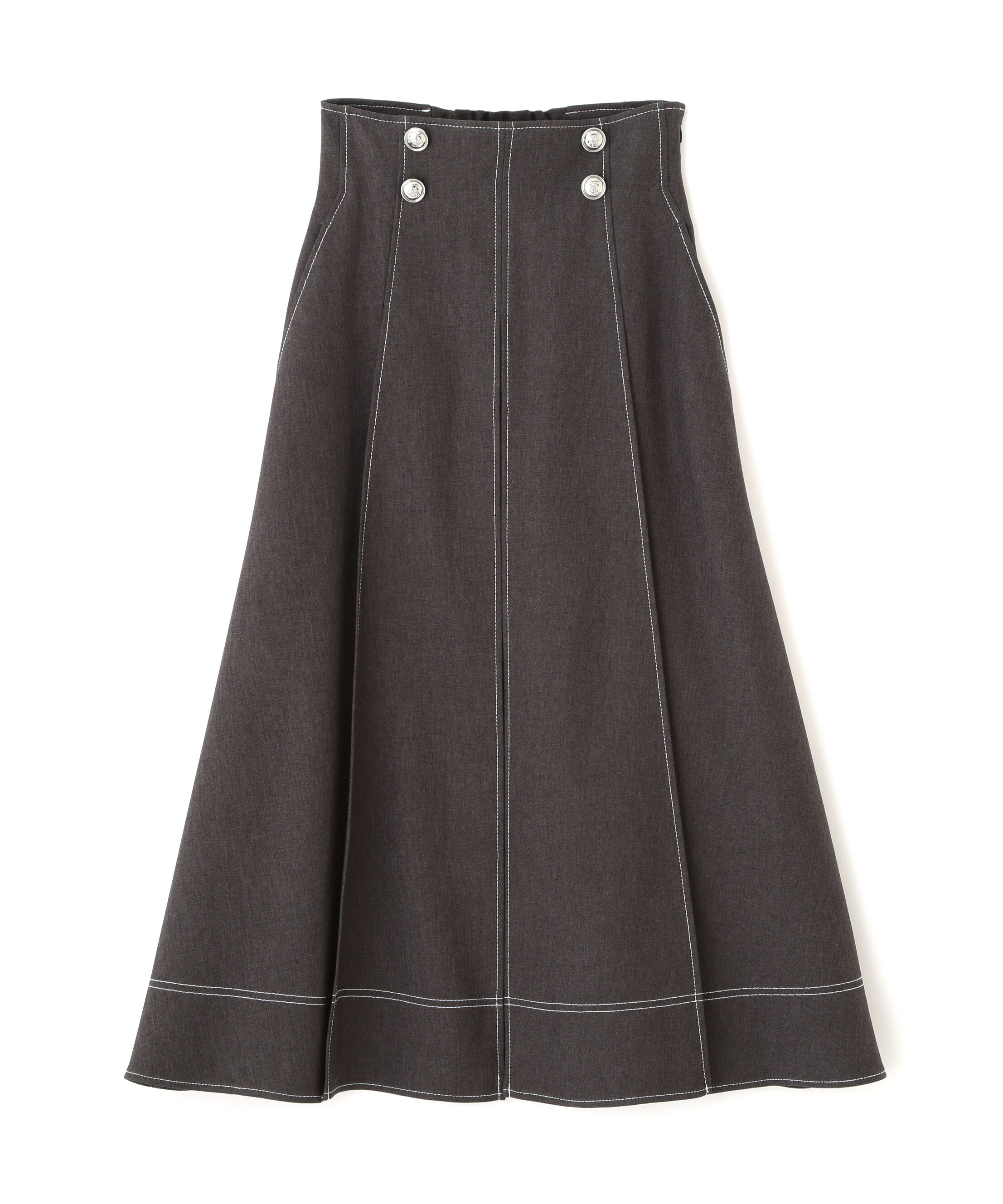  「フロント釦配色ステッチスカート」|スカート|