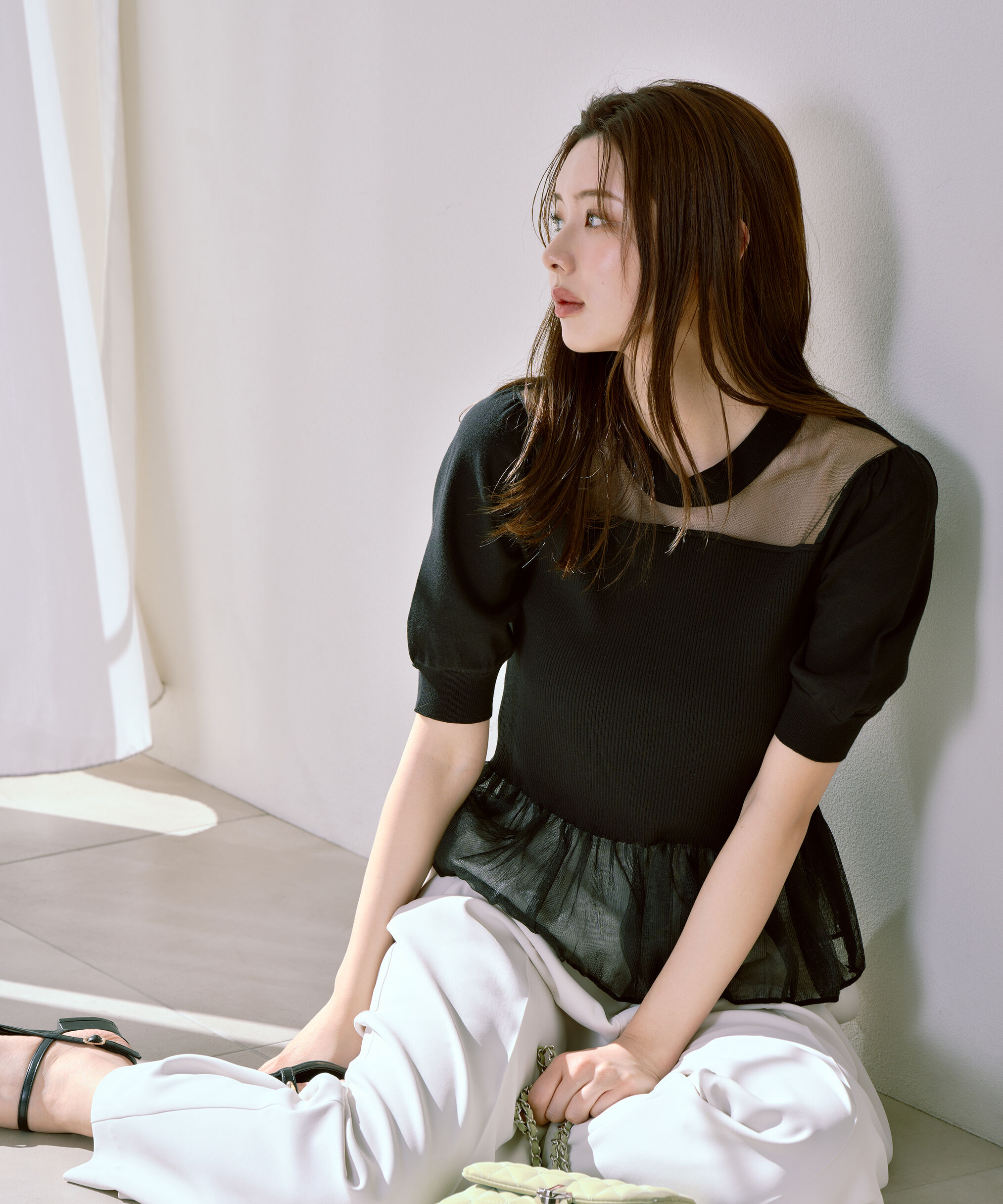 PROPORTION BODY DRESSING「シアー切り替えペプラムニット」|ニット・セーター|