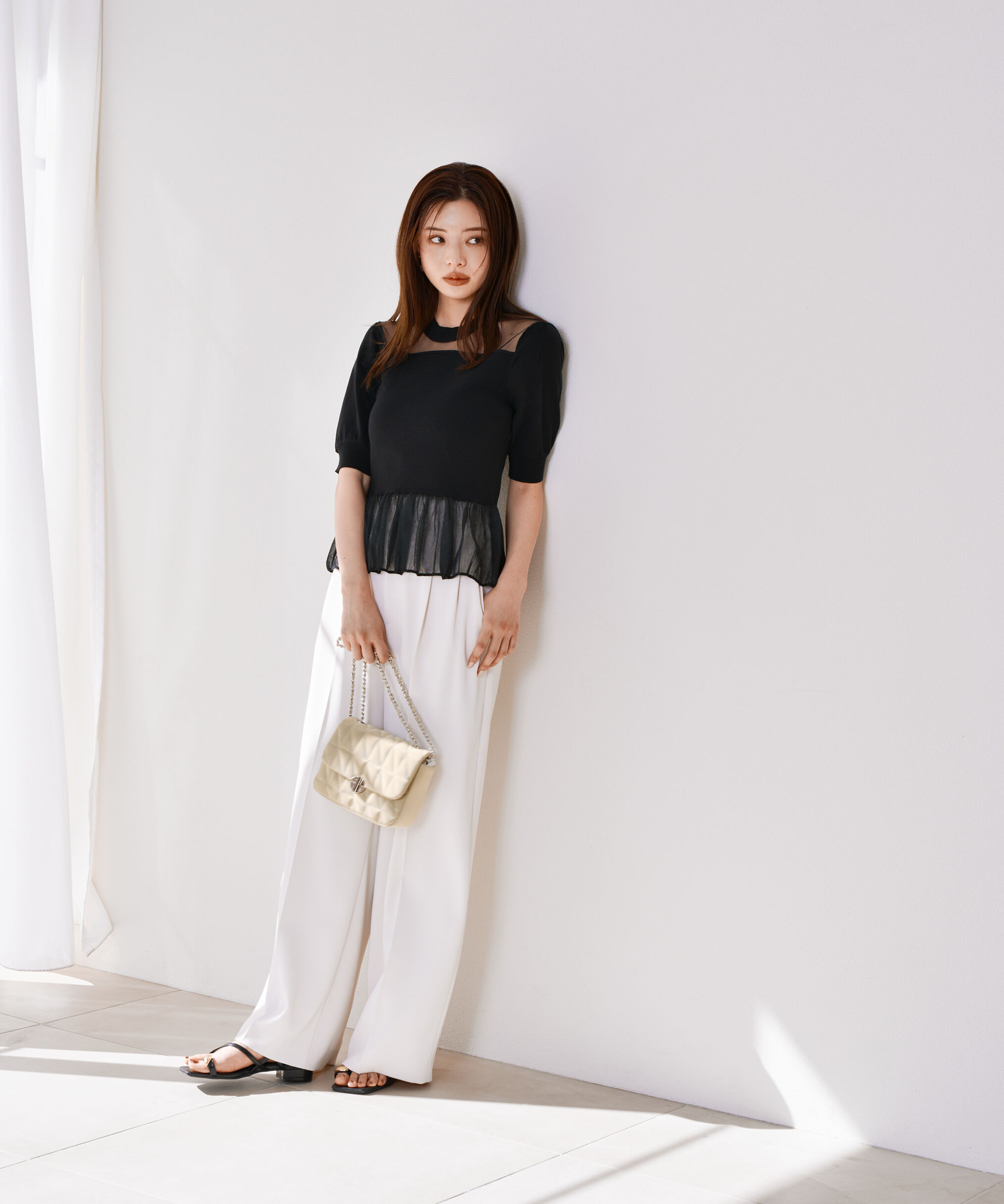 PROPORTION BODY DRESSING「シアー切り替えペプラムニット」|ニット・セーター|