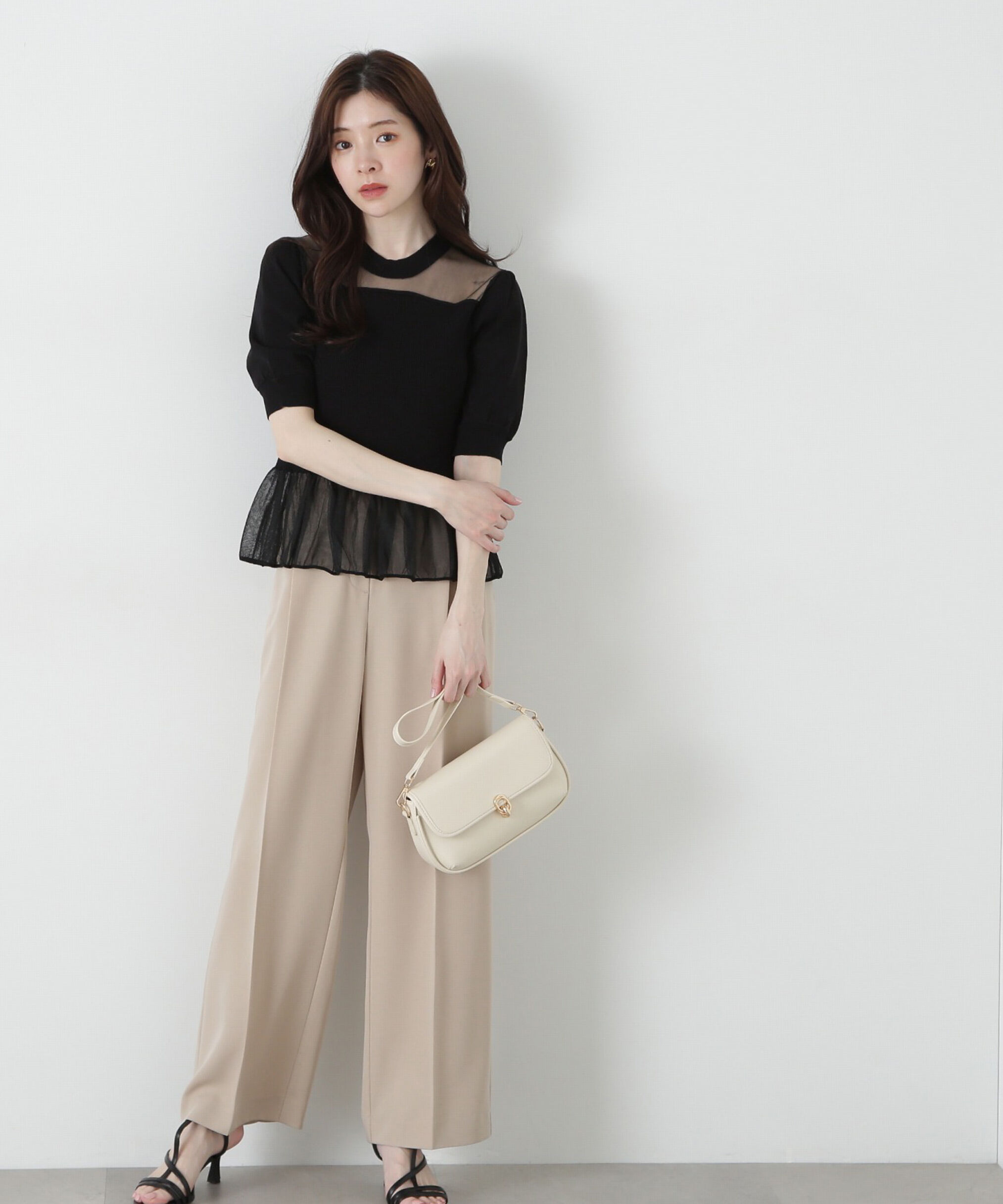 PROPORTION BODY DRESSING「シアー切り替えペプラムニット」|ニット・セーター|