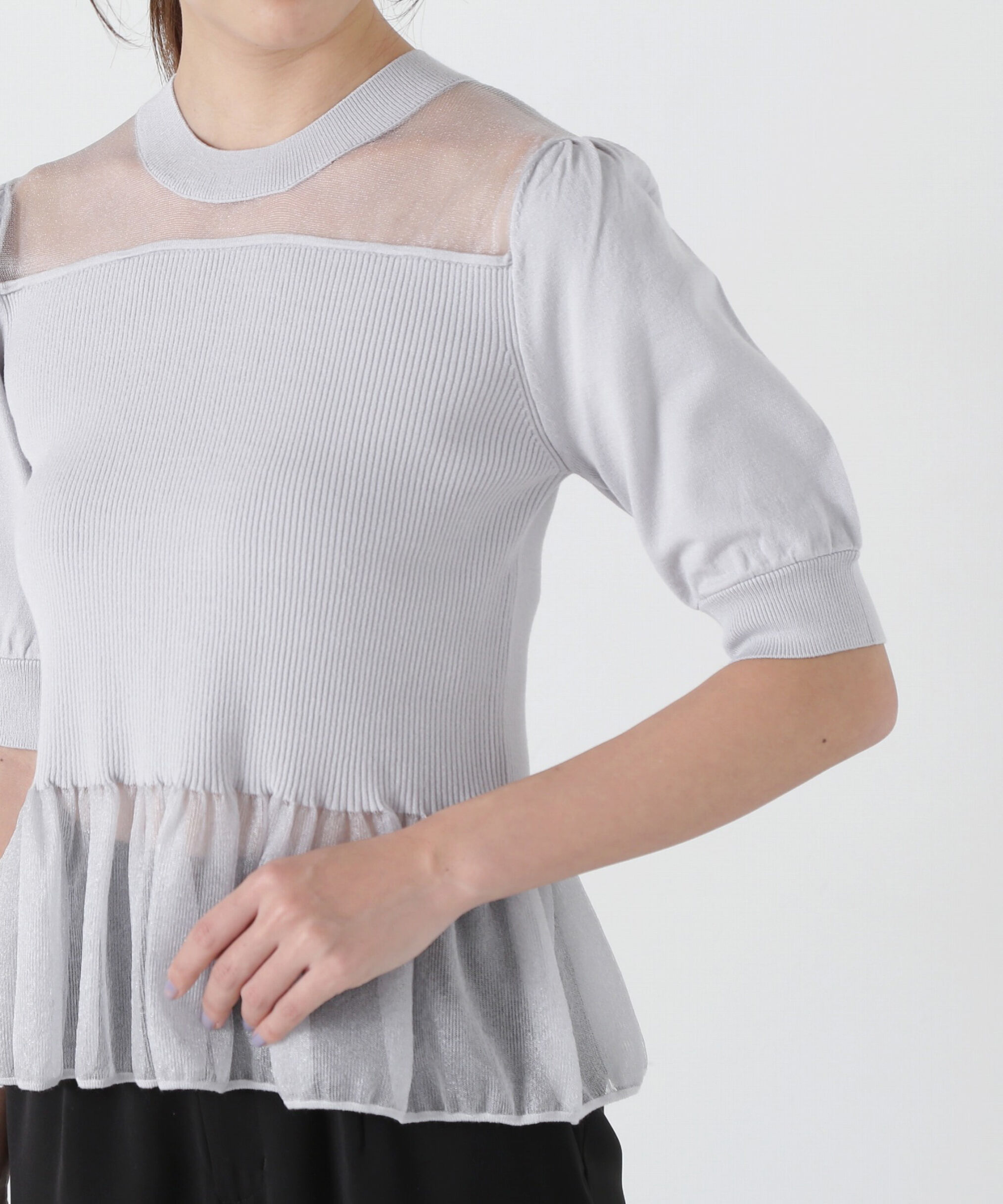 PROPORTION BODY DRESSING「シアー切り替えペプラムニット」|ニット・セーター|