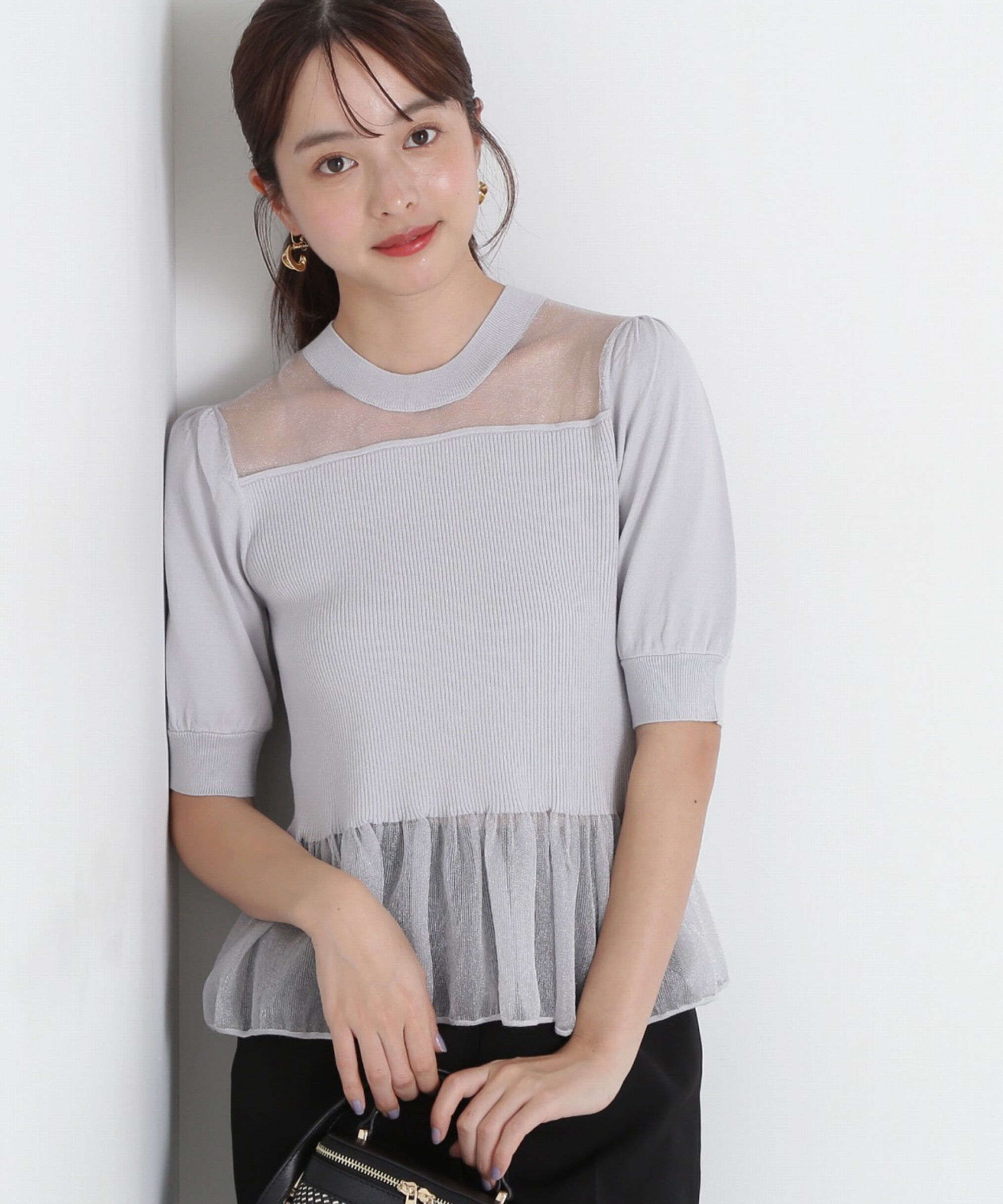 PROPORTION BODY DRESSING「シアー切り替えペプラムニット」|ニット・セーター|
