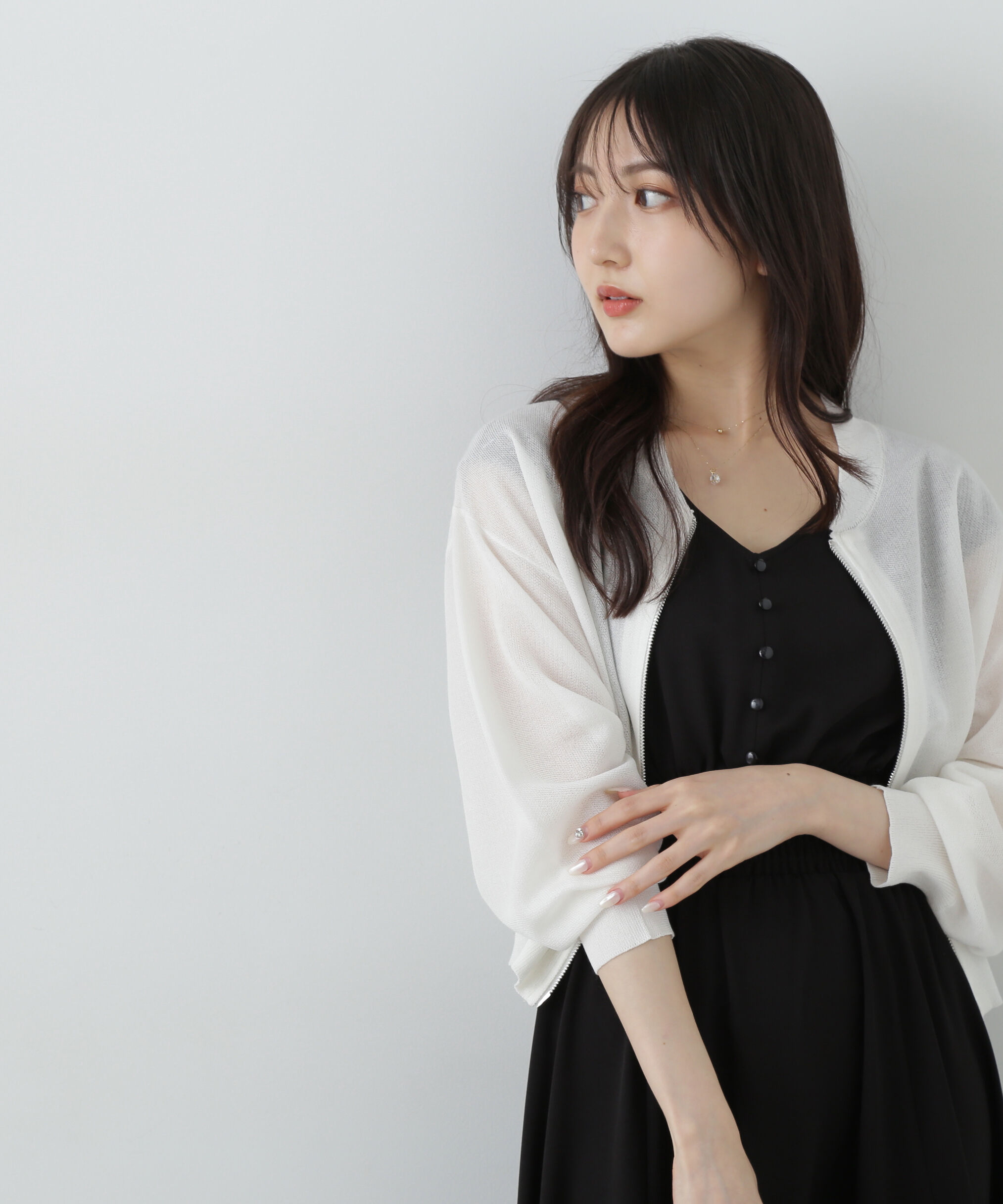 PROPORTION BODY DRESSING「シアーニットブルゾン」|ブルゾン・スタジャン|ホワイト