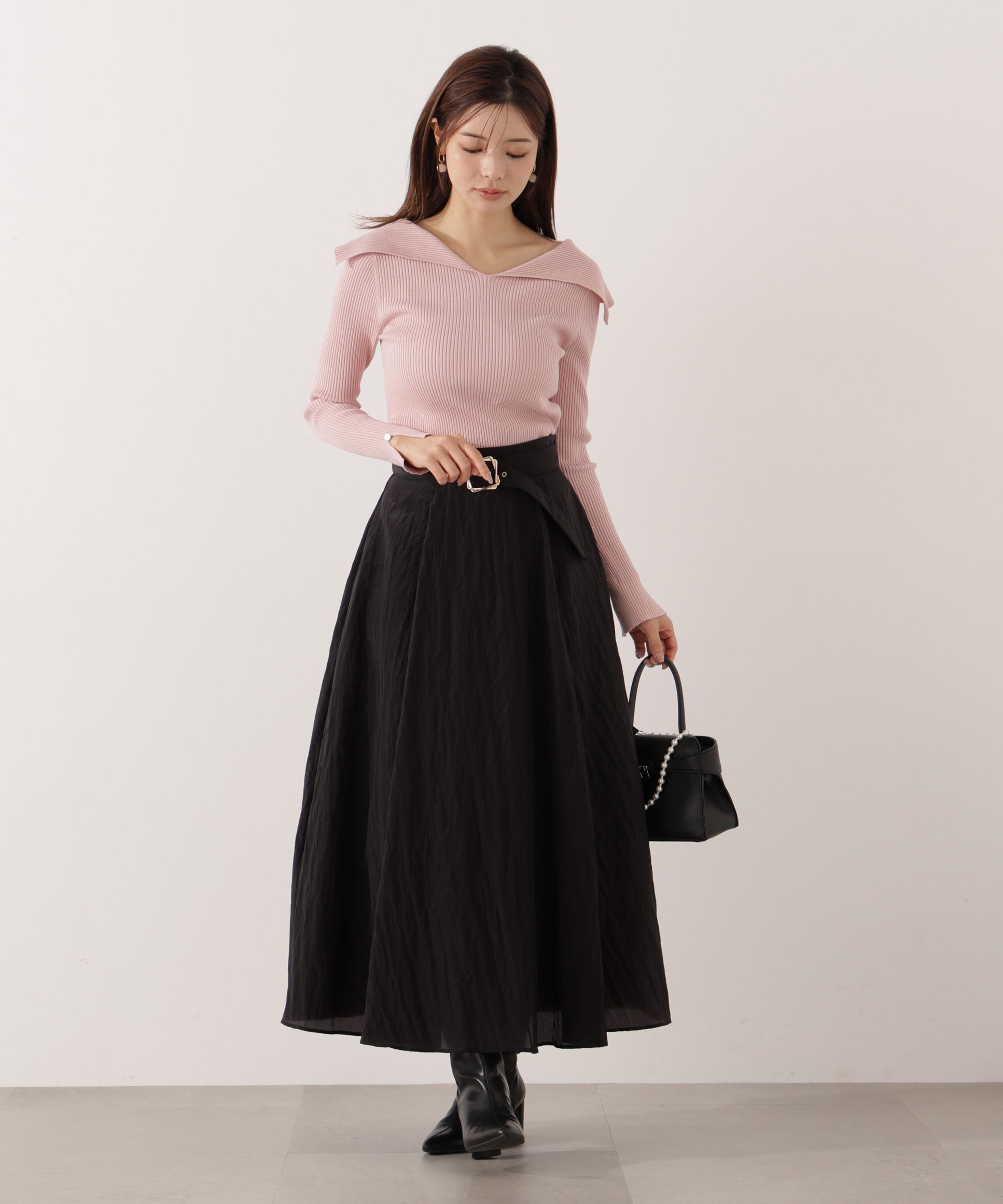 PROPORTION BODY DRESSING「ベルト付きシアーフレアスカート」|スカート|