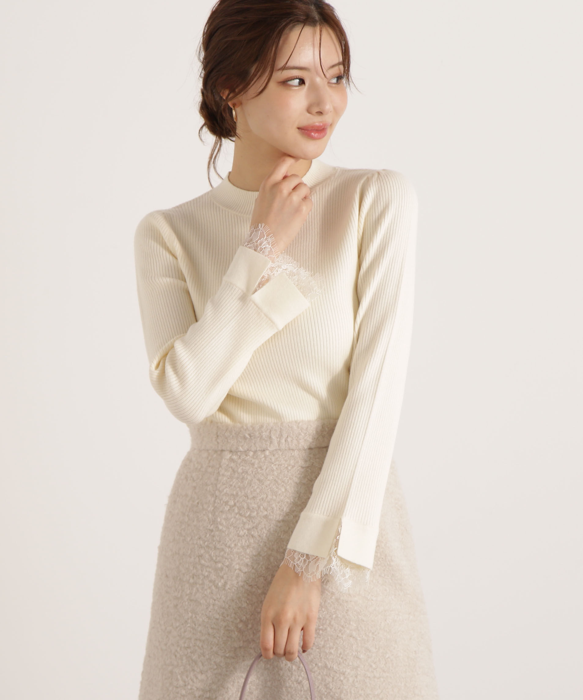 PROPORTION BODY DRESSING「レースドッキングスリーブニット 25AW」|ニット・セーター|