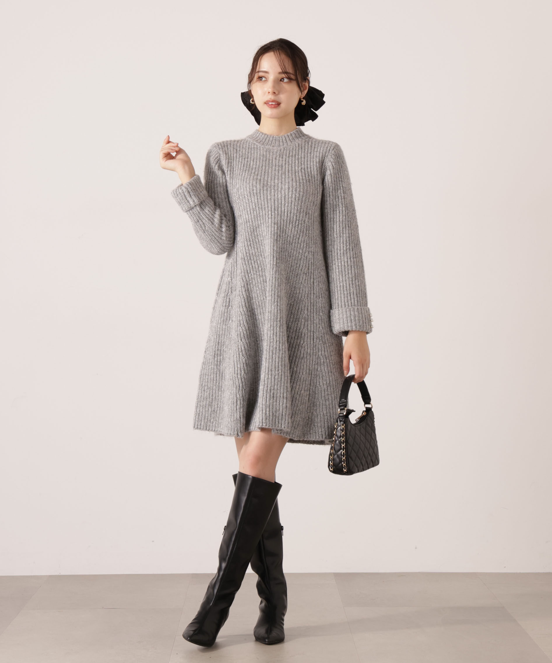 PROPORTION BODY DRESSING「ウールブレンドラメ入りニットミニワンピース　25AW」|ワンピース|