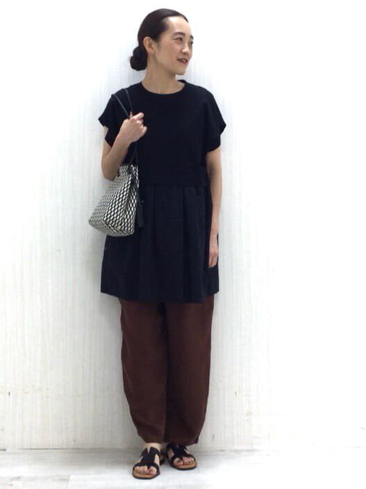  「◆布帛ドッキングチュニックカットソー」|Tシャツ・カットソー|