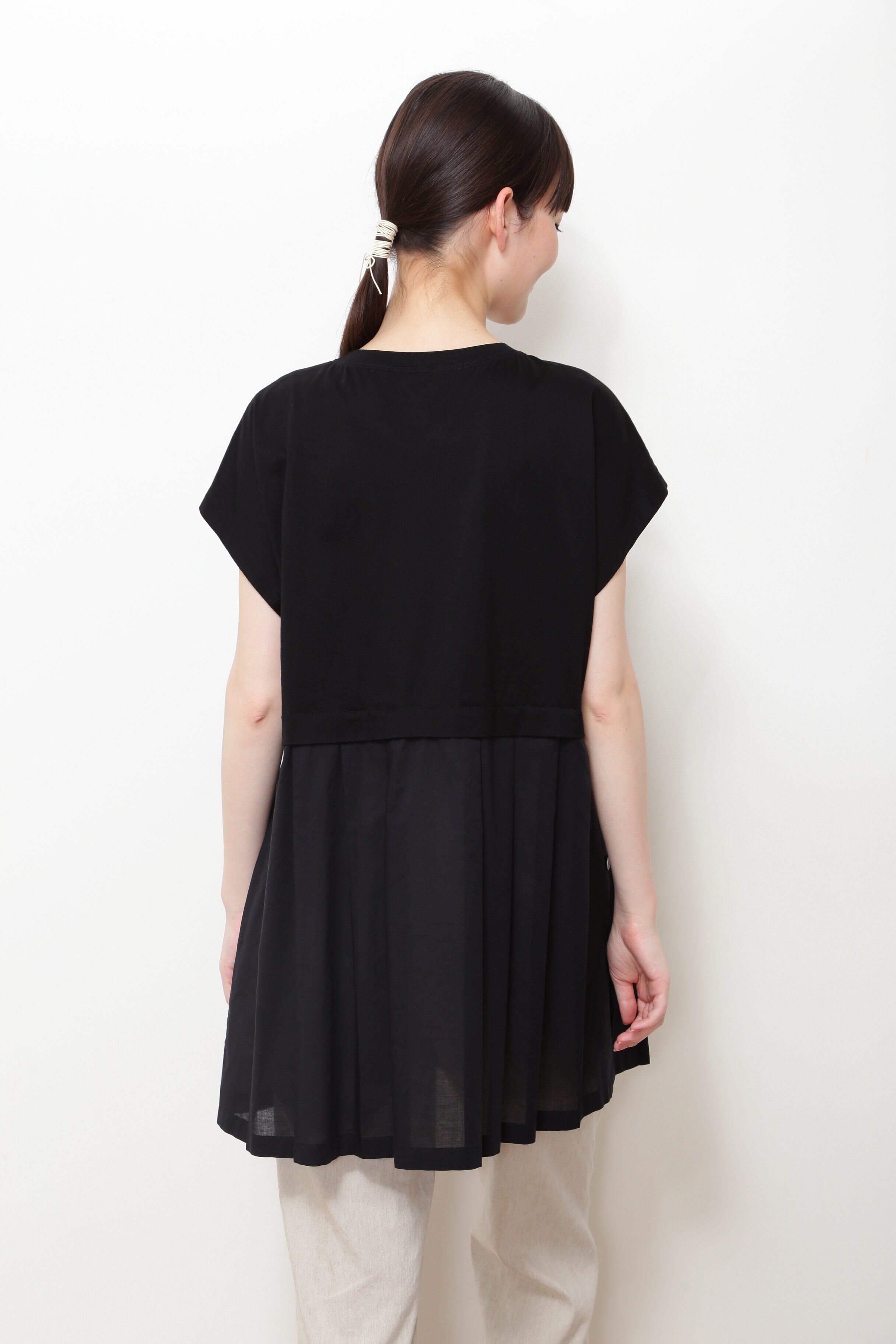  「◆布帛ドッキングチュニックカットソー」|Tシャツ・カットソー|