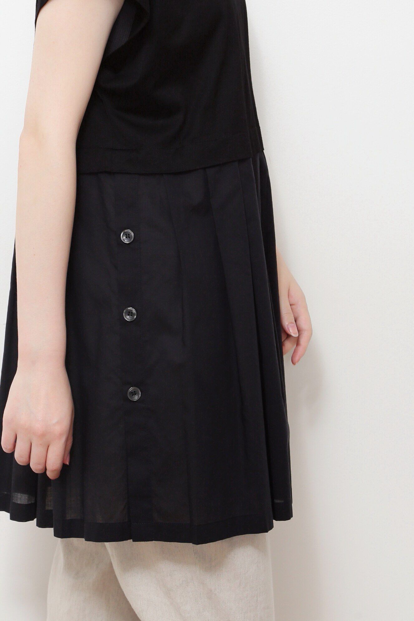  「◆布帛ドッキングチュニックカットソー」|Tシャツ・カットソー|