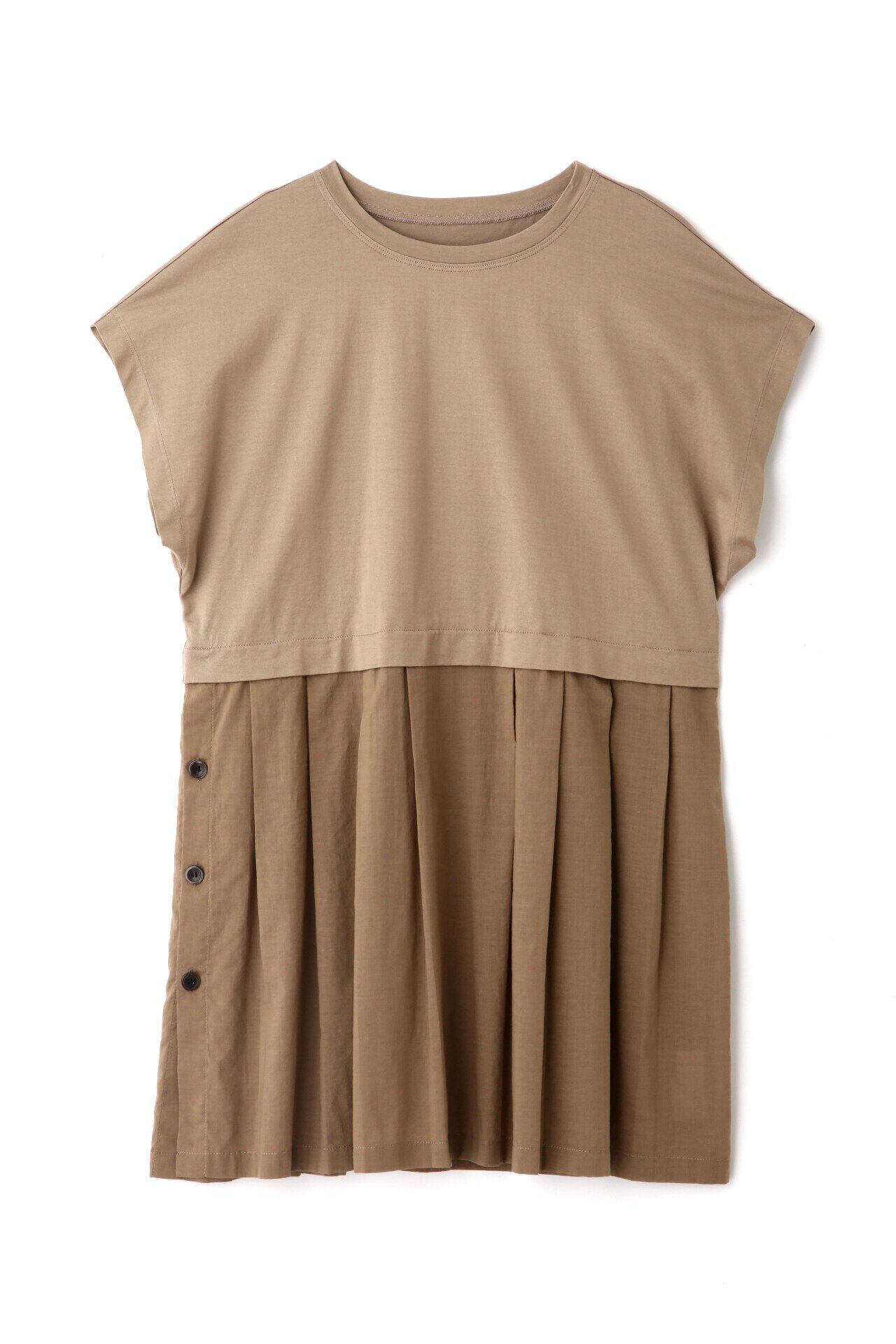  「◆布帛ドッキングチュニックカットソー」|Tシャツ・カットソー|