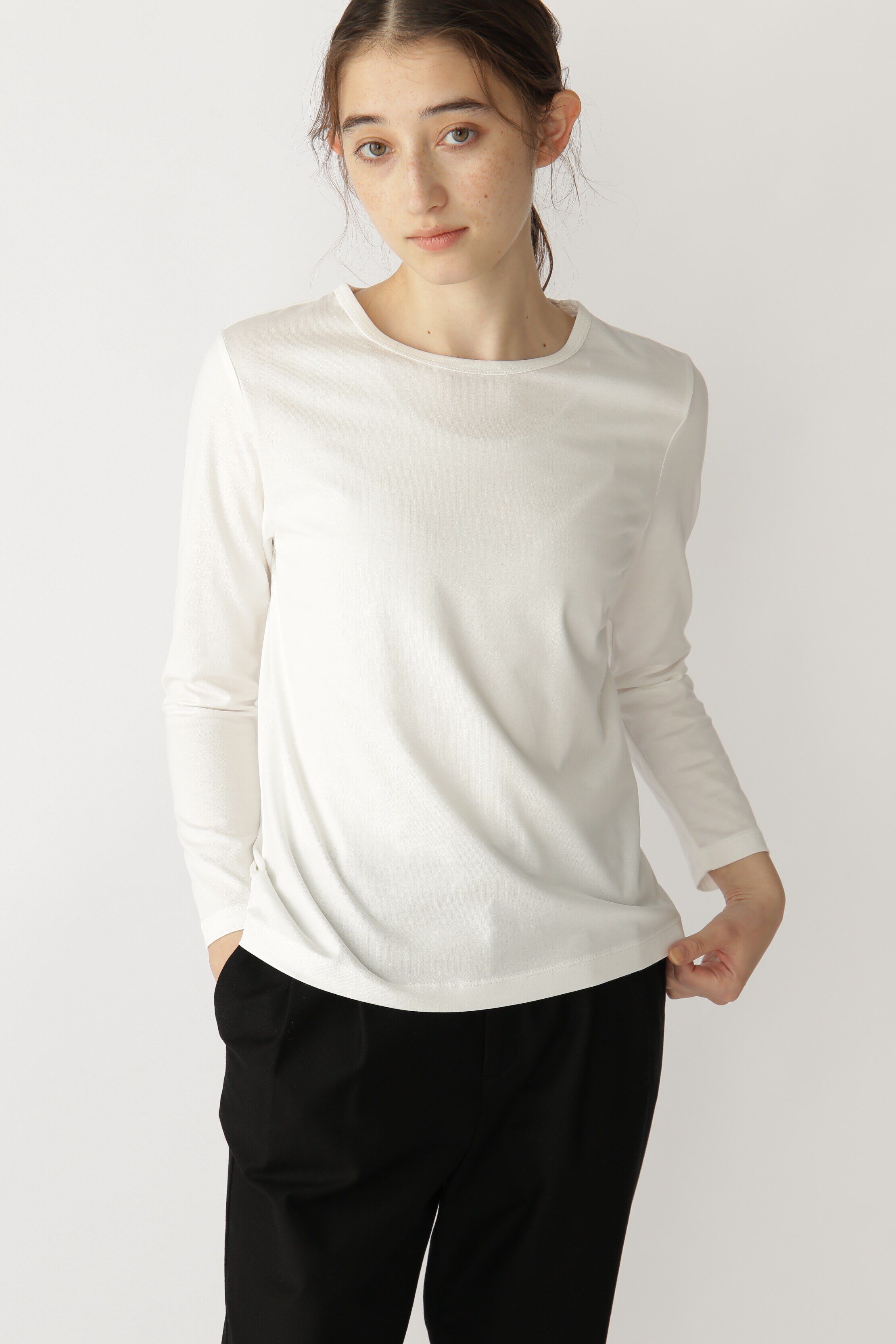  「オーガニック綿天竺長袖Ｔシャツ」|Tシャツ・カットソー|ホワイト