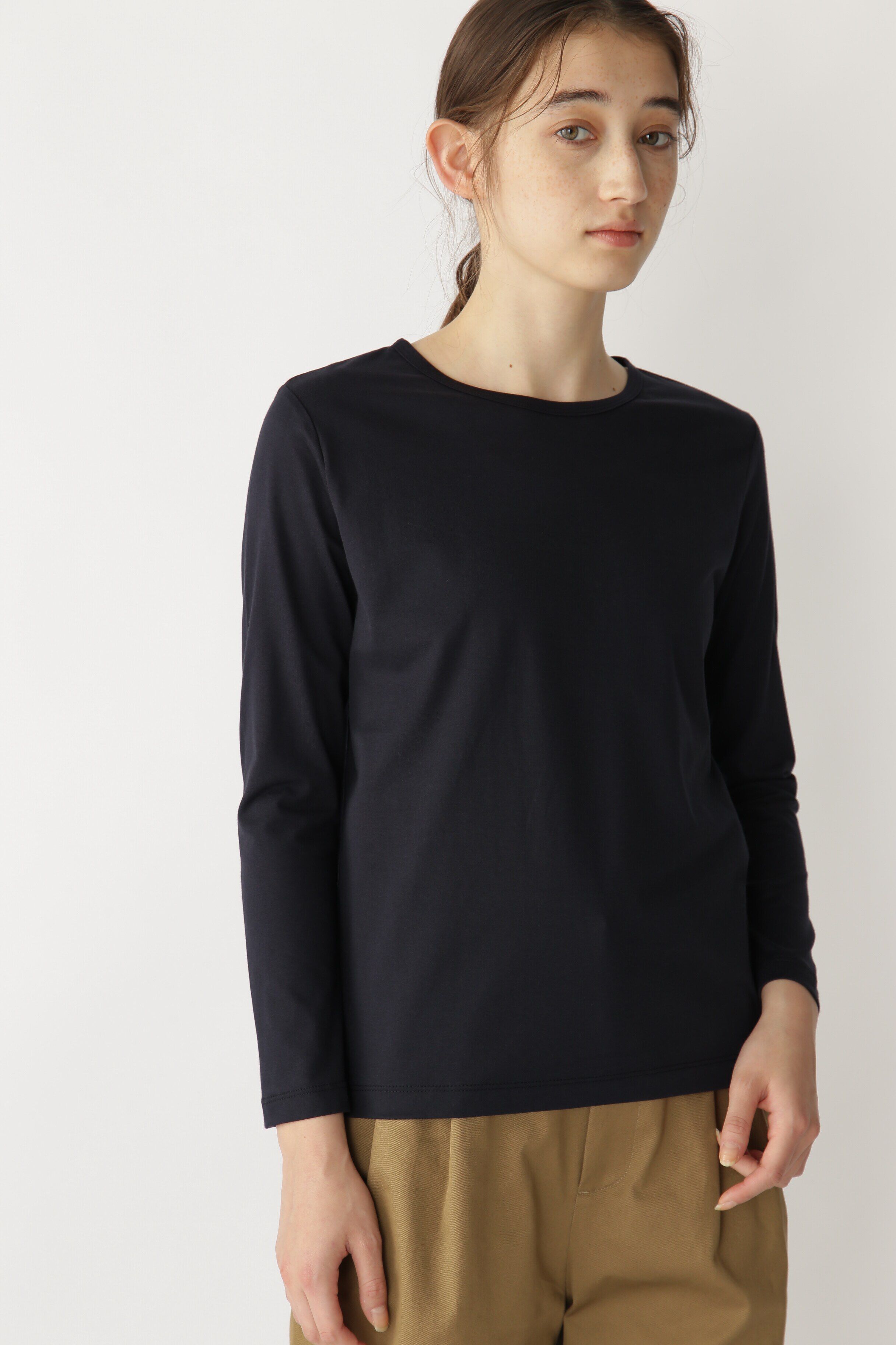  「オーガニック綿天竺長袖Ｔシャツ」|Tシャツ・カットソー|ネイビー